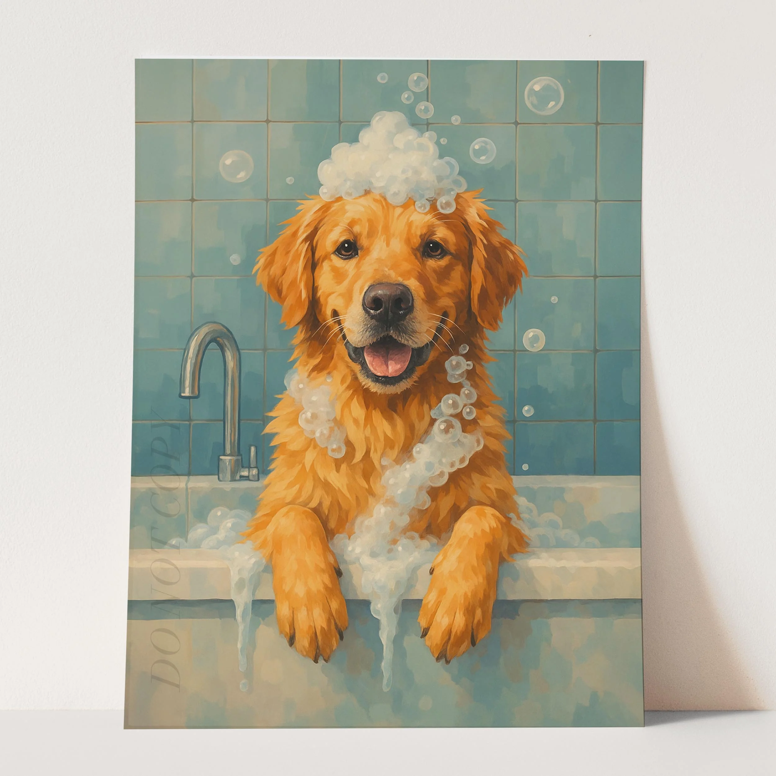 Golden Retriever Dog Bathtub Bubble Bath - Image 3