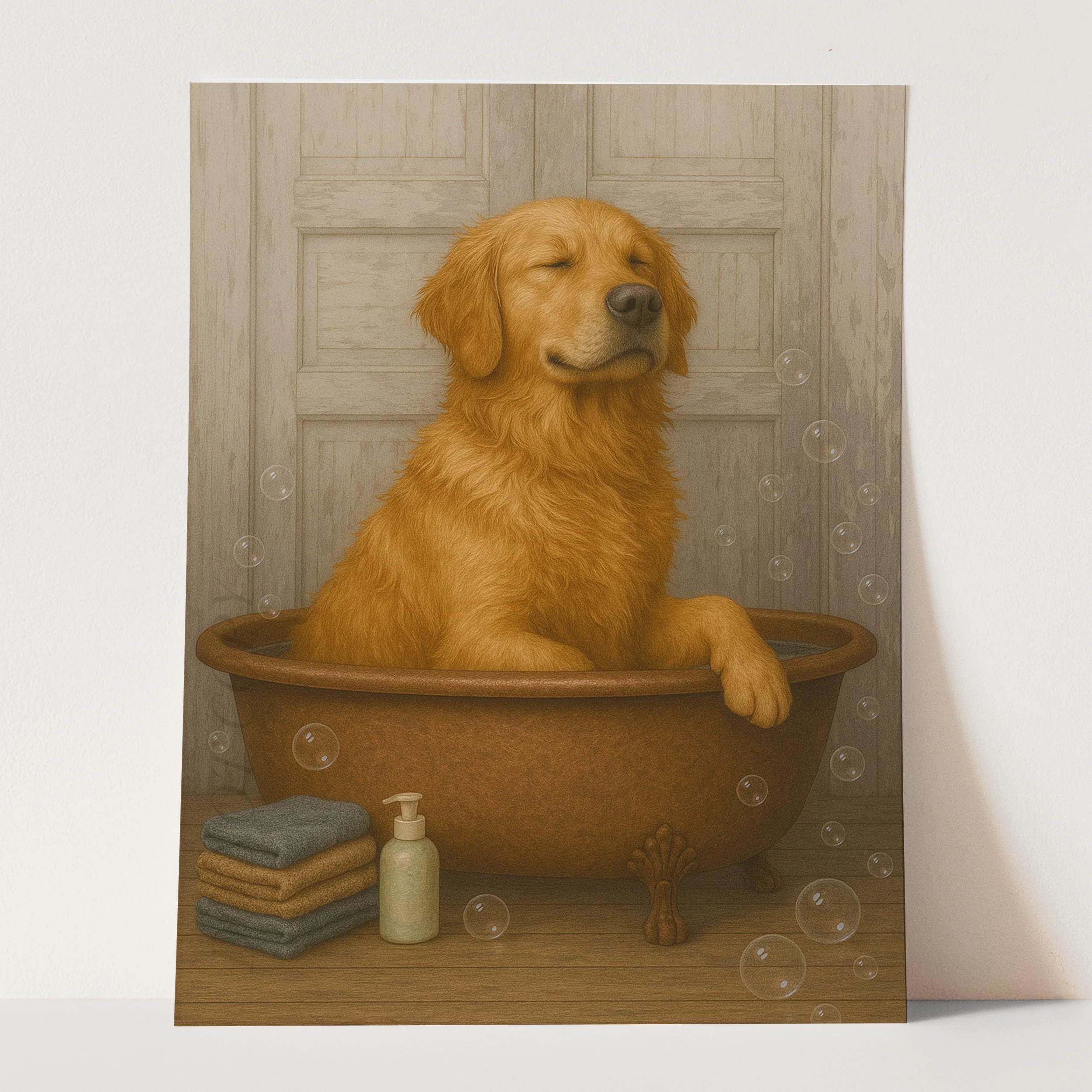 Golden Retriever In The Bathtub - Image 3
