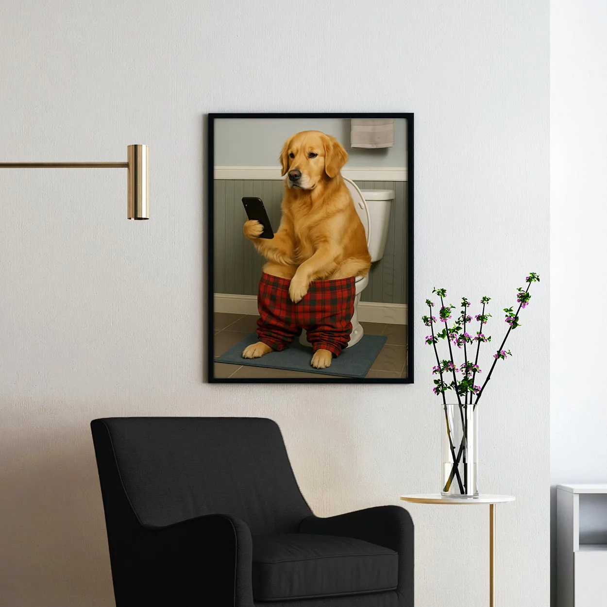 Golden Retriever On The Phone On The Toilet - Image 2