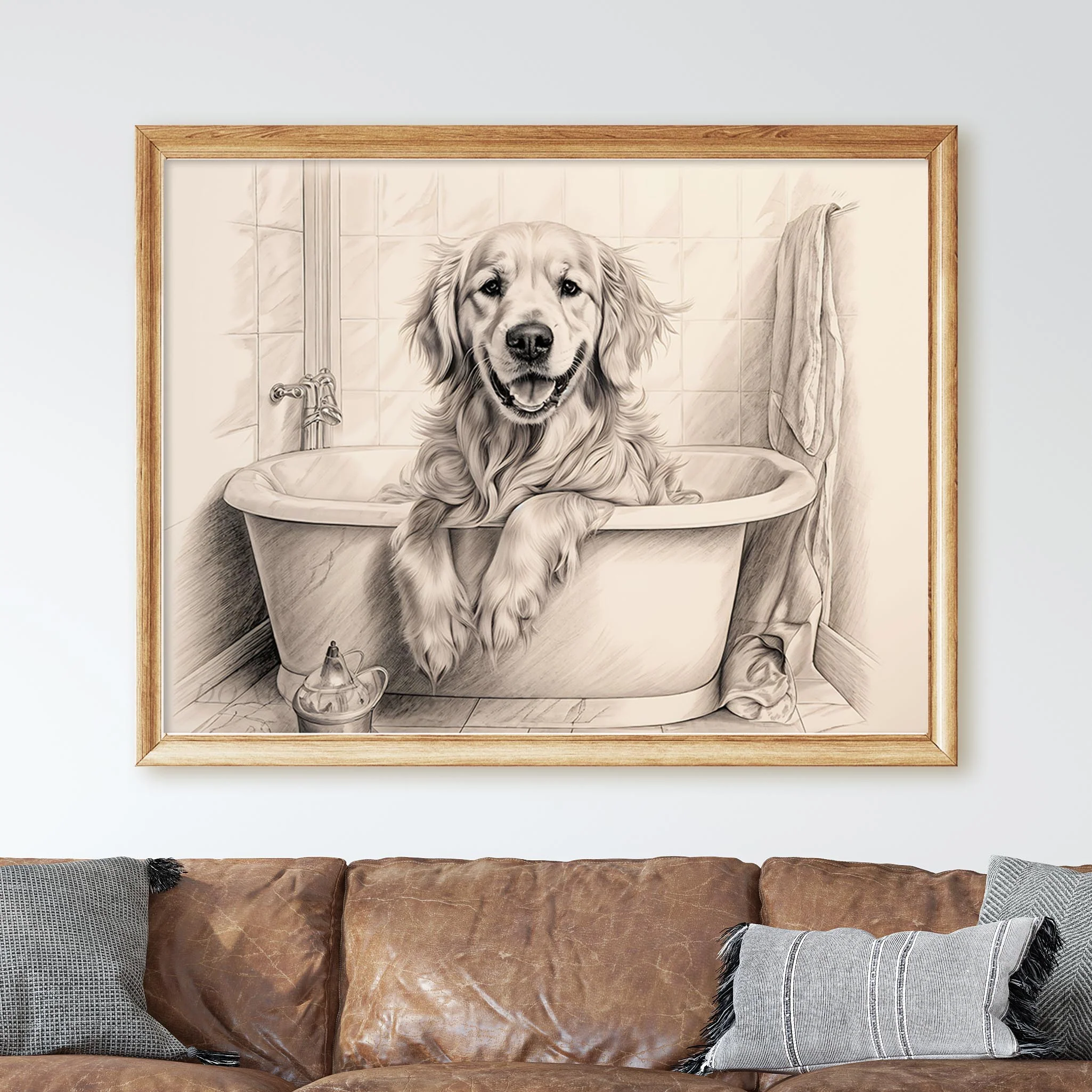 Golden Retriever Taking a Bath in the Bathtub - Image 3