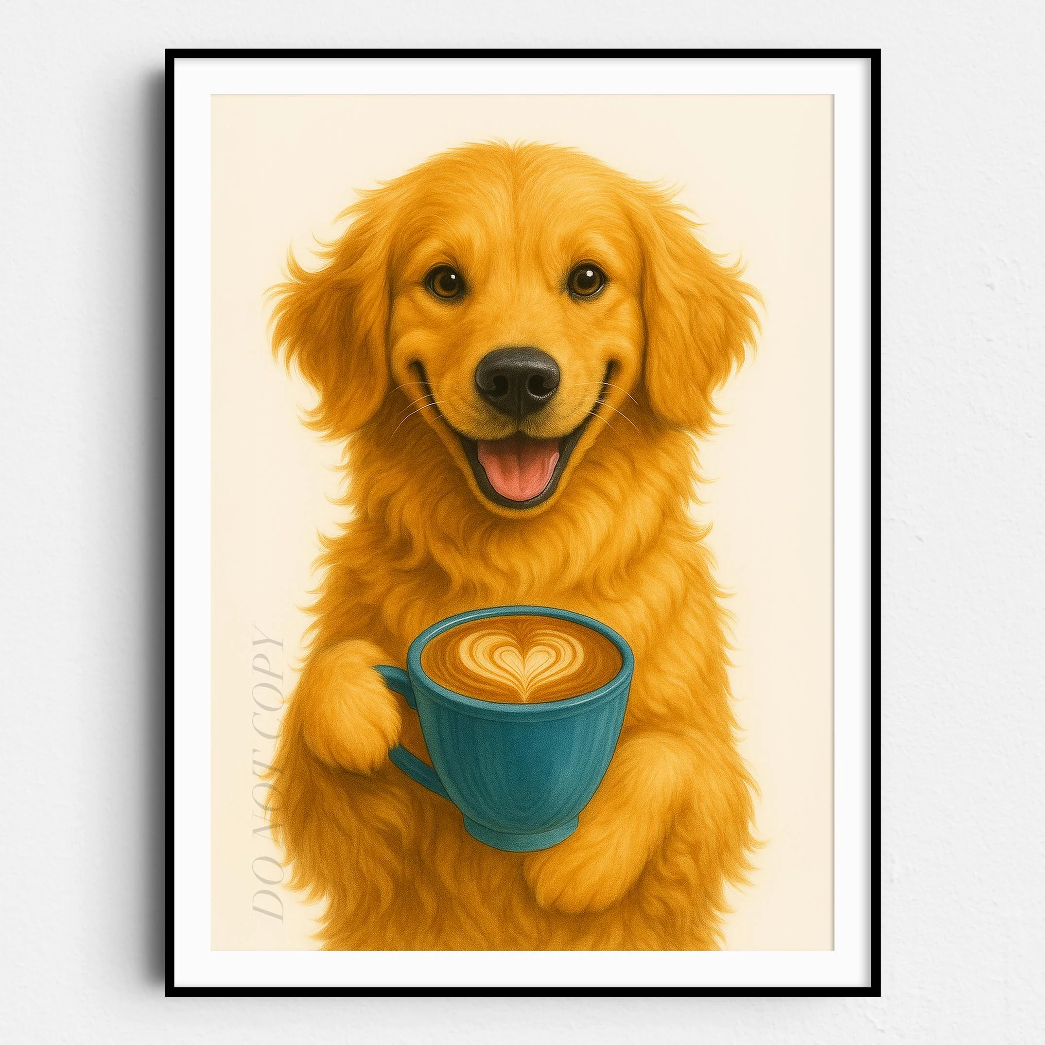 Golden Retriever With Latte Of Love