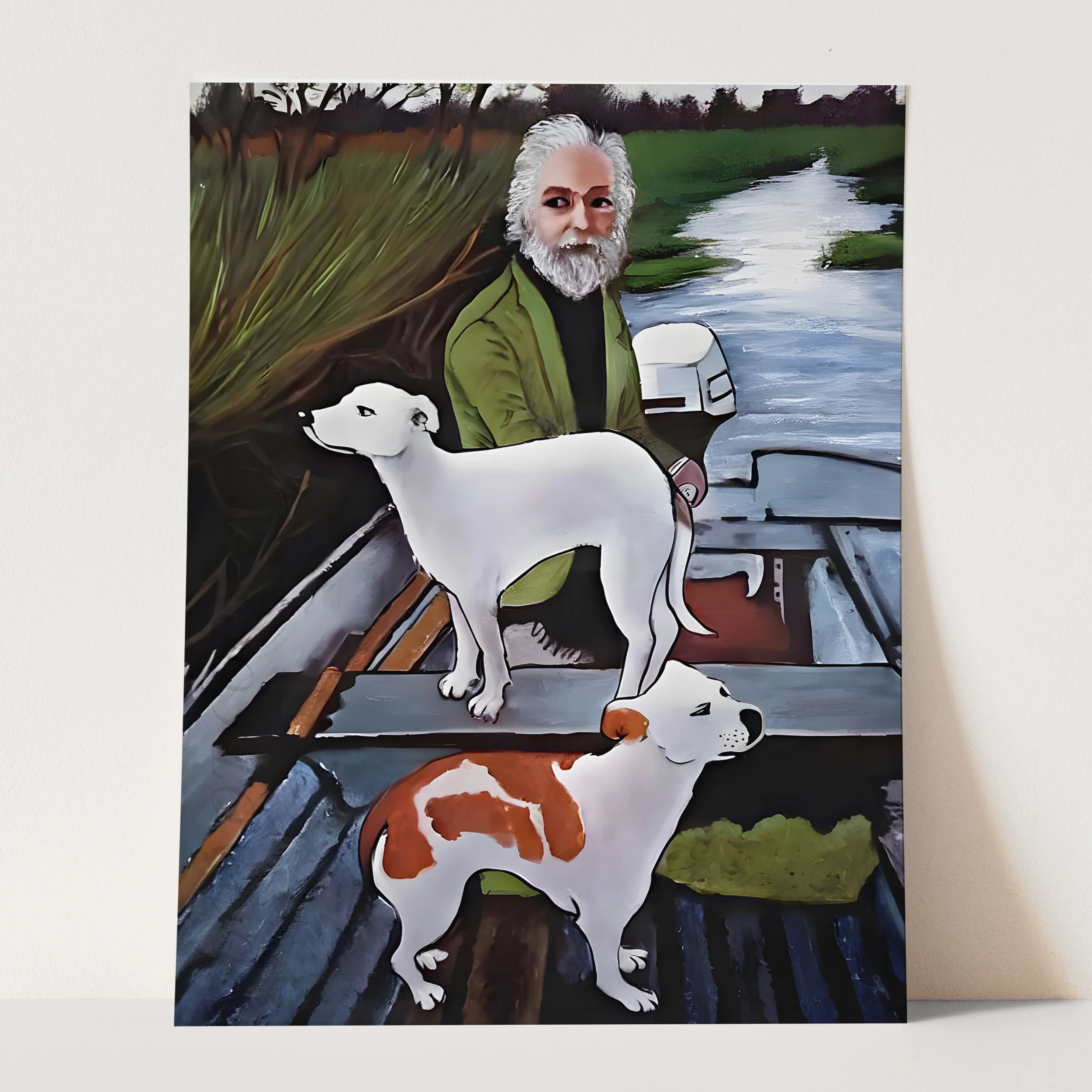 Goodfellas - Old Man In Boat With Dogs Painting - Image 3