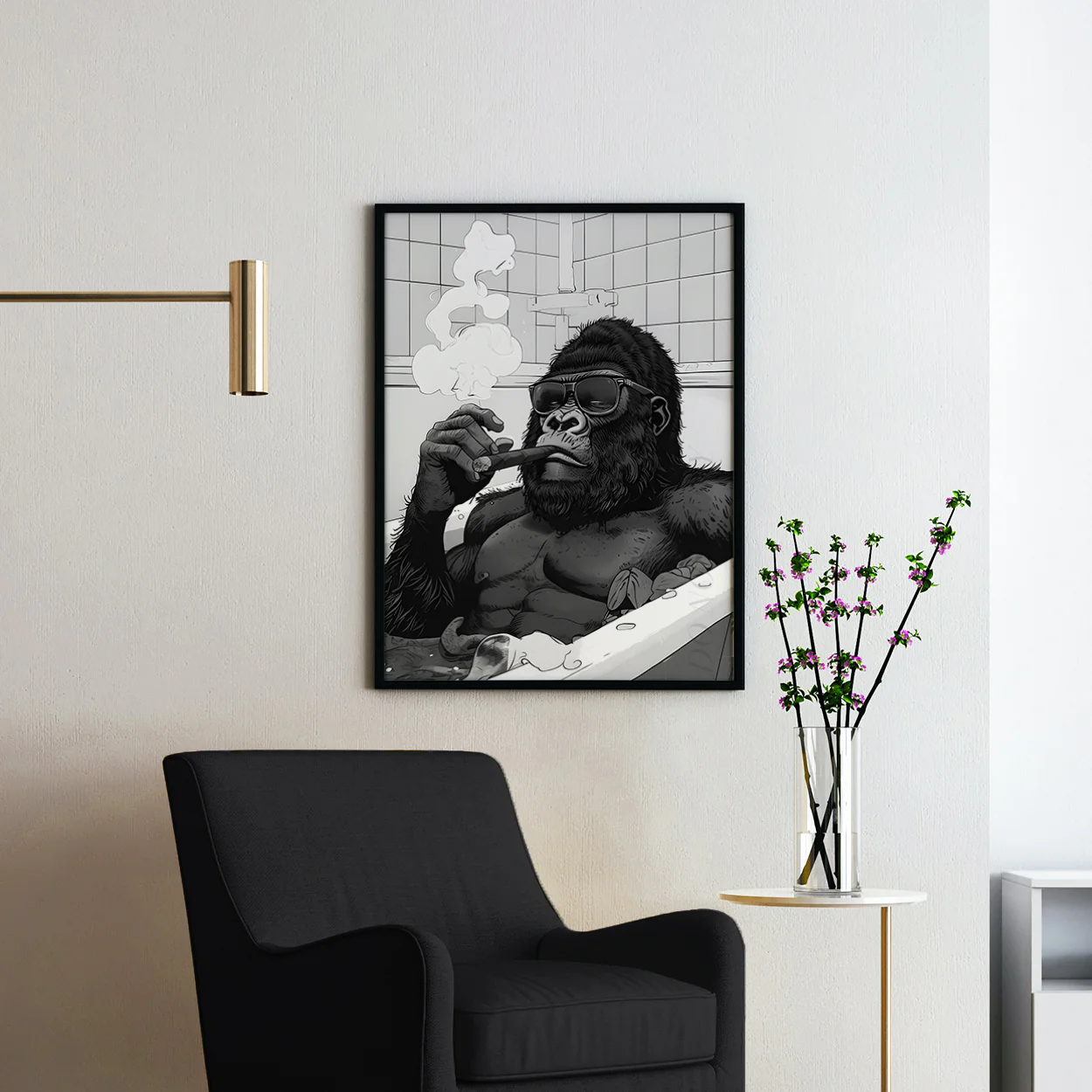 Gorilla In The Bathtub Smoking A Cigar - Image 2