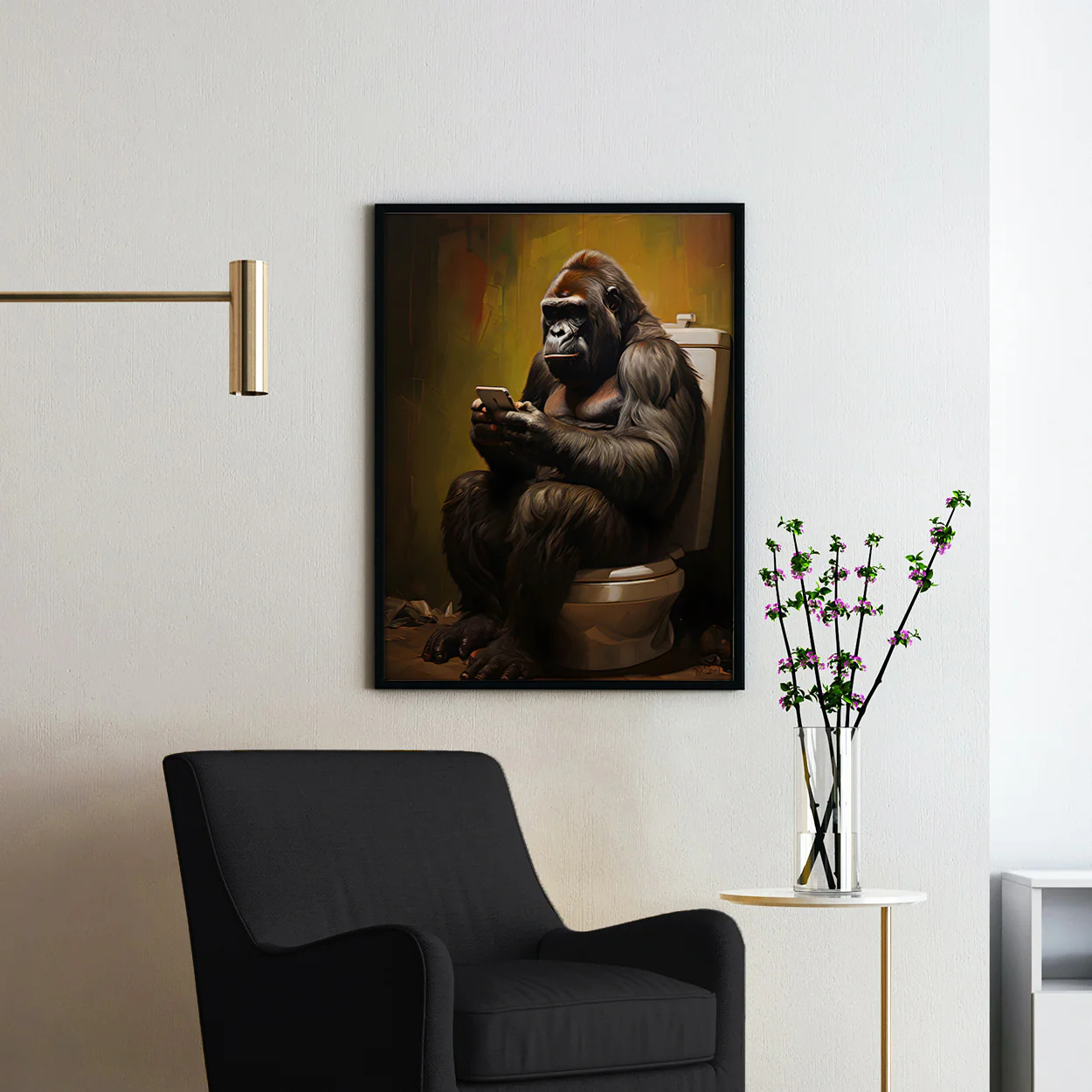 Gorilla On The Phone On The Toilet - Image 2