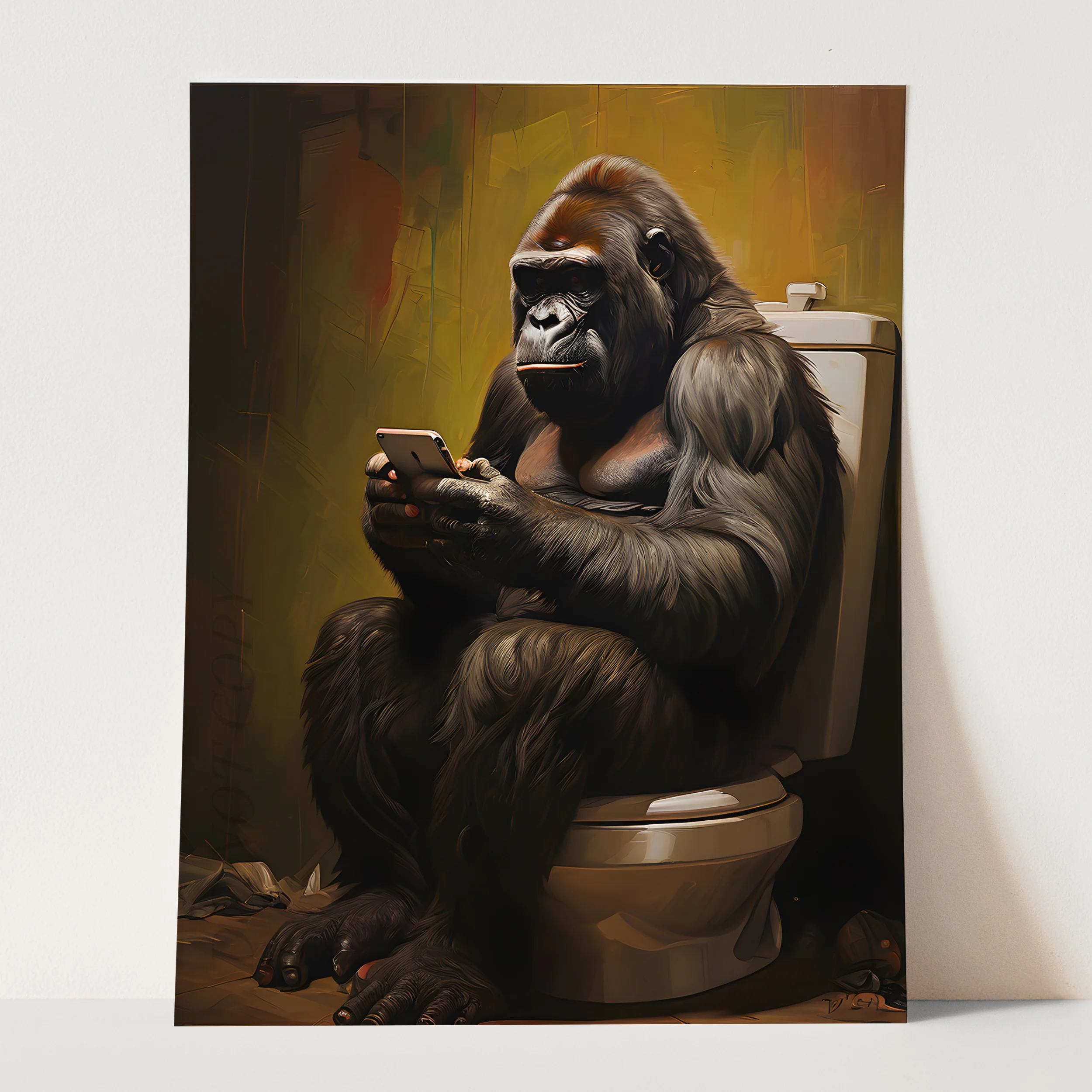 Gorilla On The Phone On The Toilet - Image 3