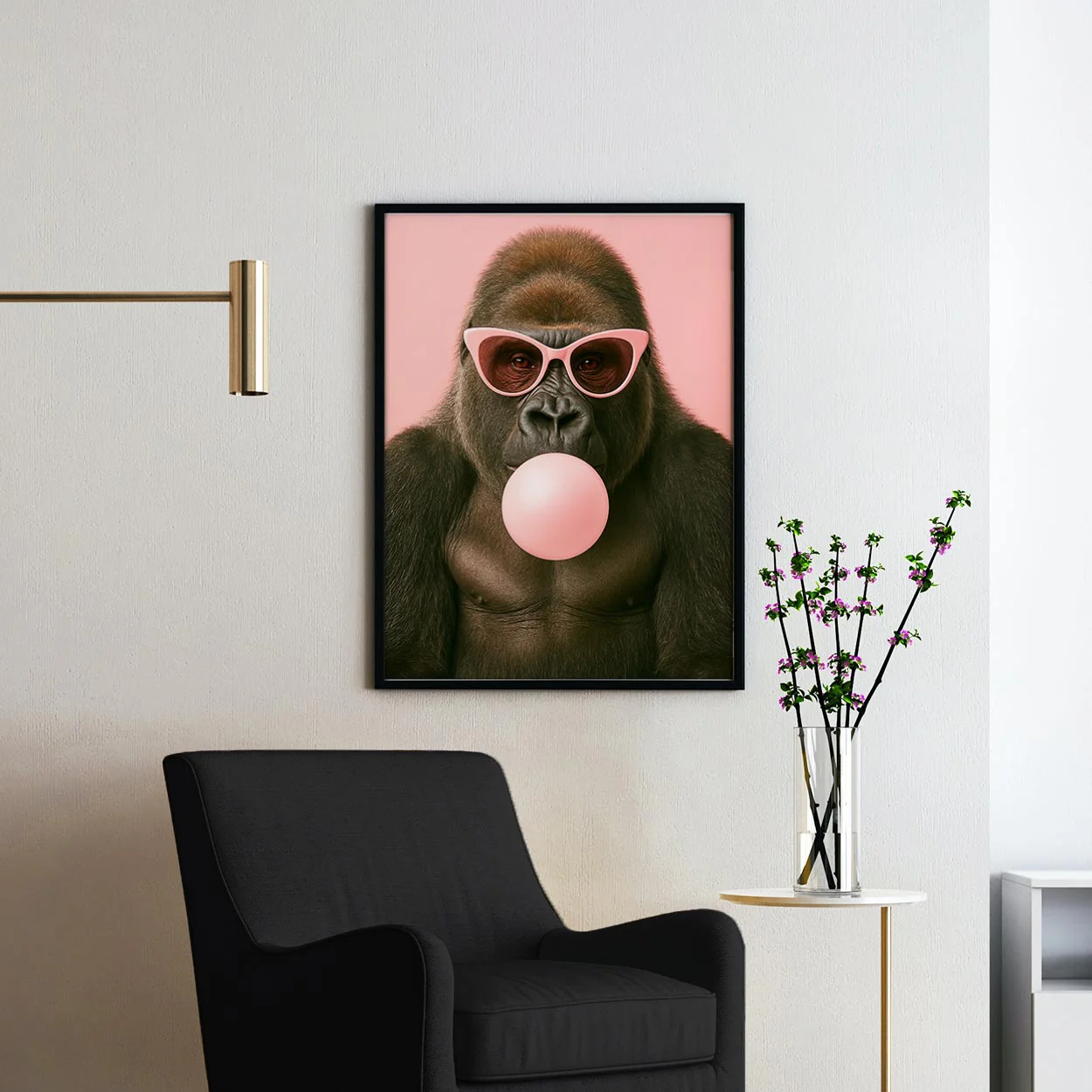 Gorilla Pink Sunglasses Blowing Bubble Gum - Image 2