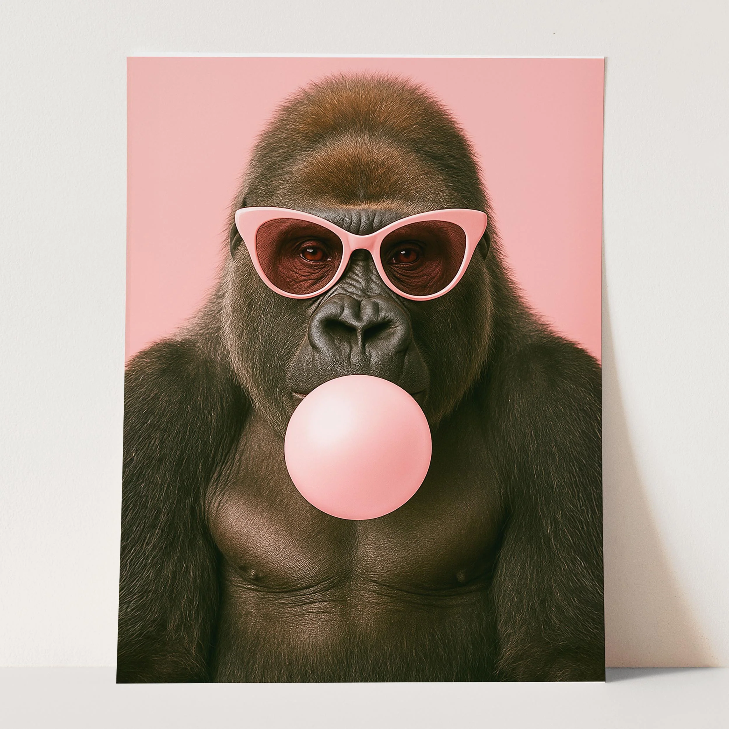 Gorilla Pink Sunglasses Blowing Bubble Gum - Image 3