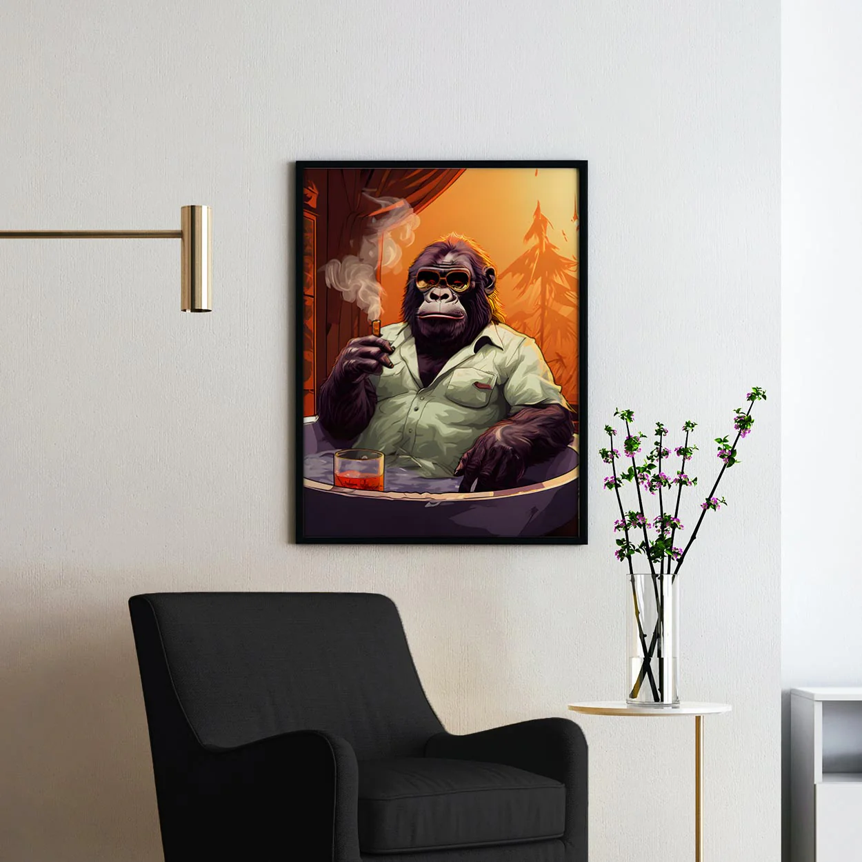 Gorilla Smoking A Cigar In The Bathtub - Image 2