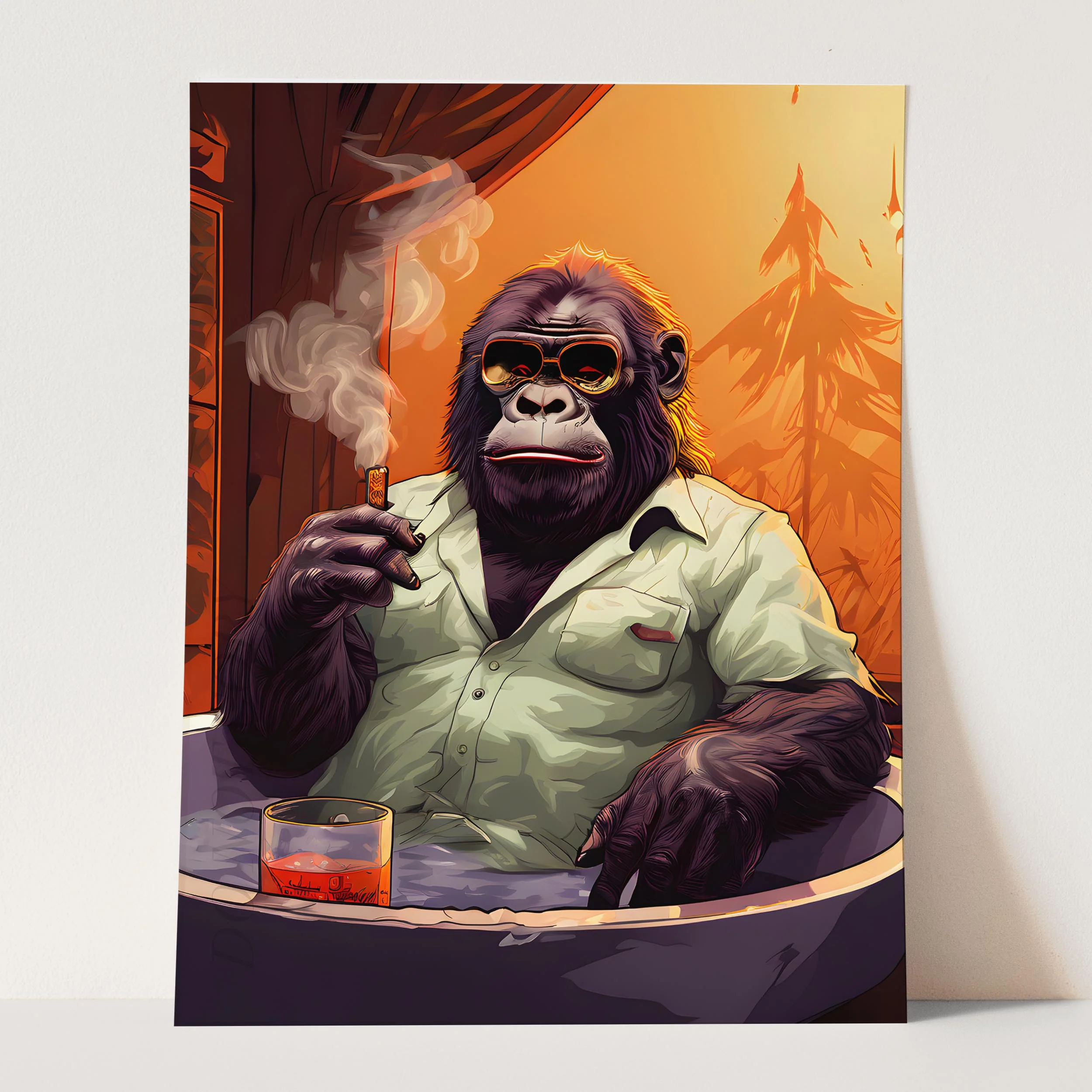 Gorilla Smoking A Cigar In The Bathtub - Image 3