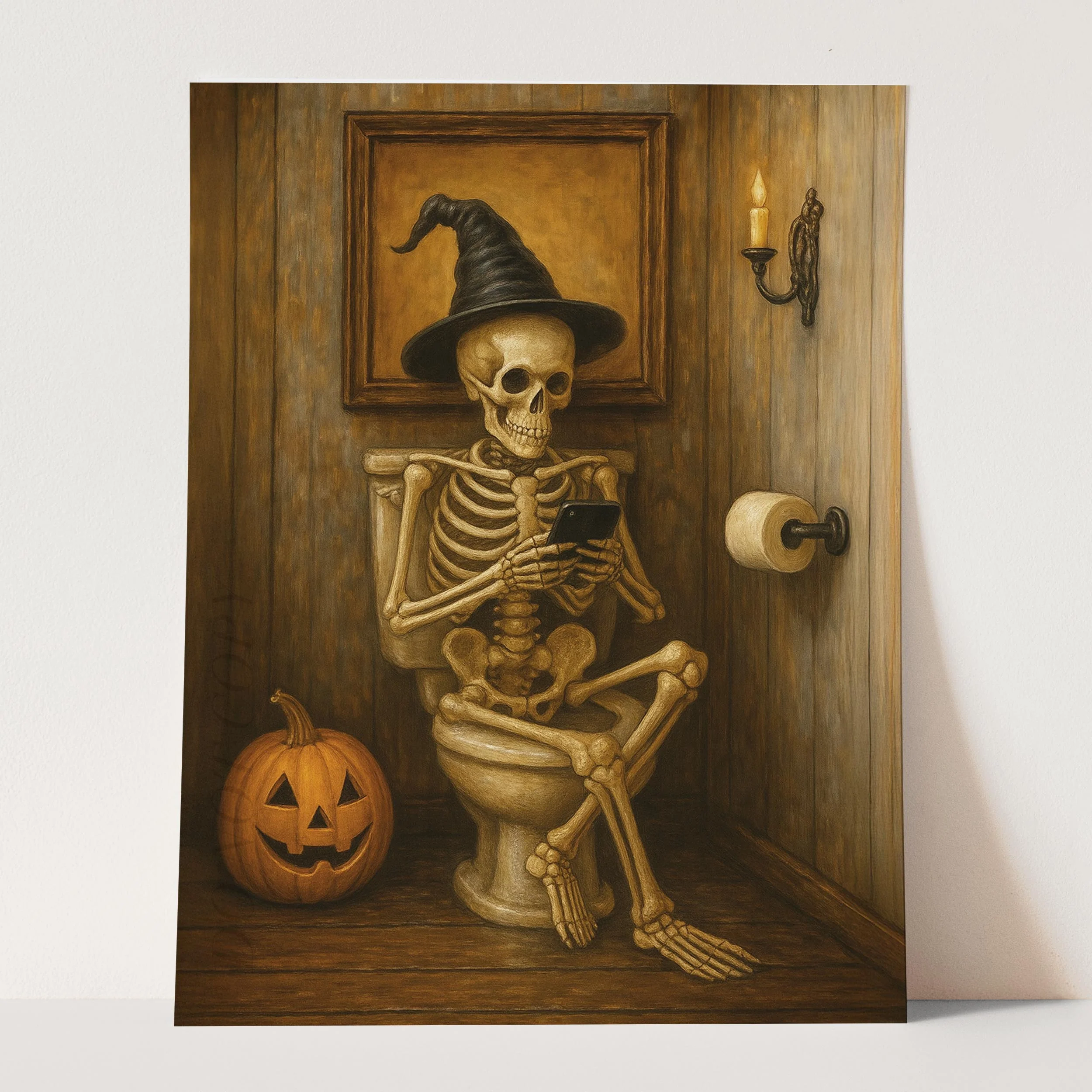 Halloween Skeleton On The Phone On The Toilet - Image 3