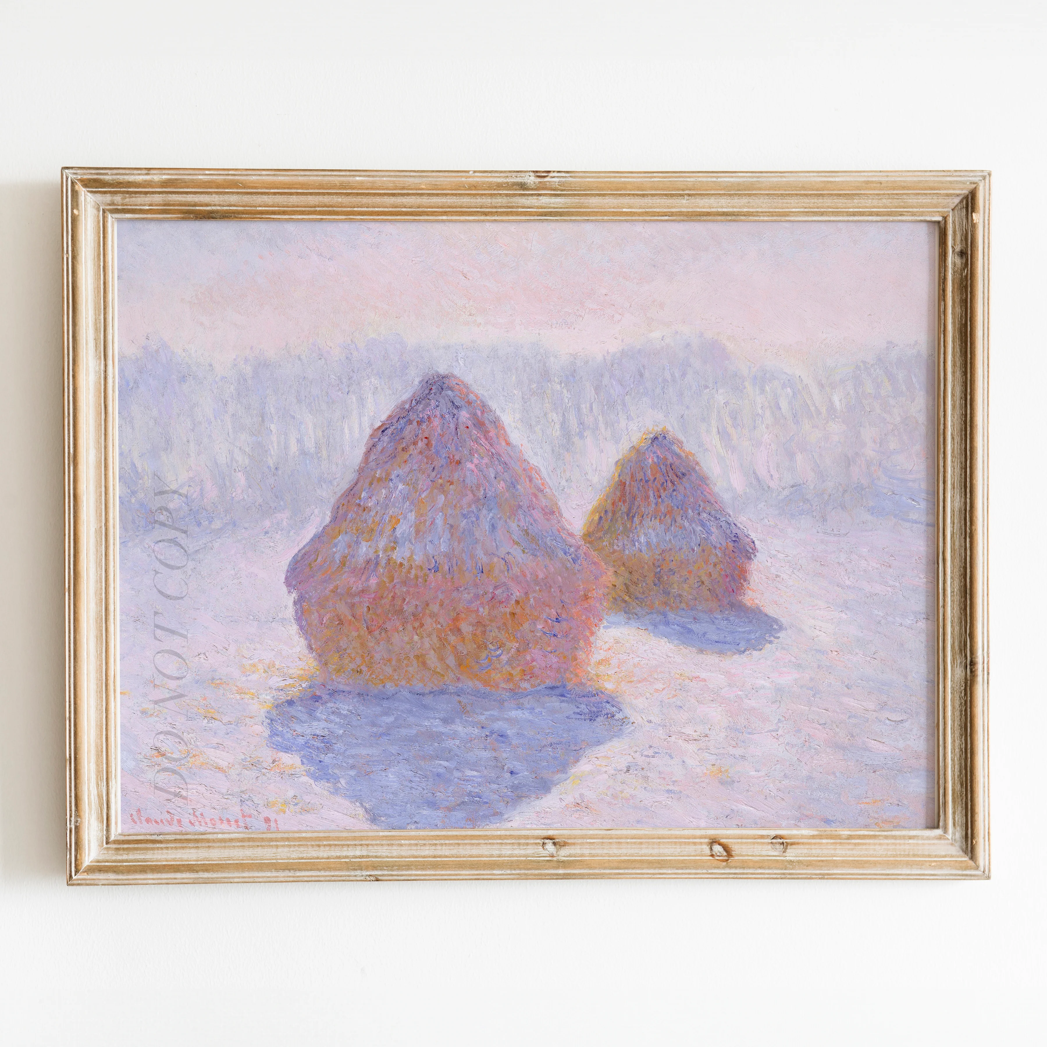 Haystacks (Effect of Snow and Sun) (1891) by Claude Monet