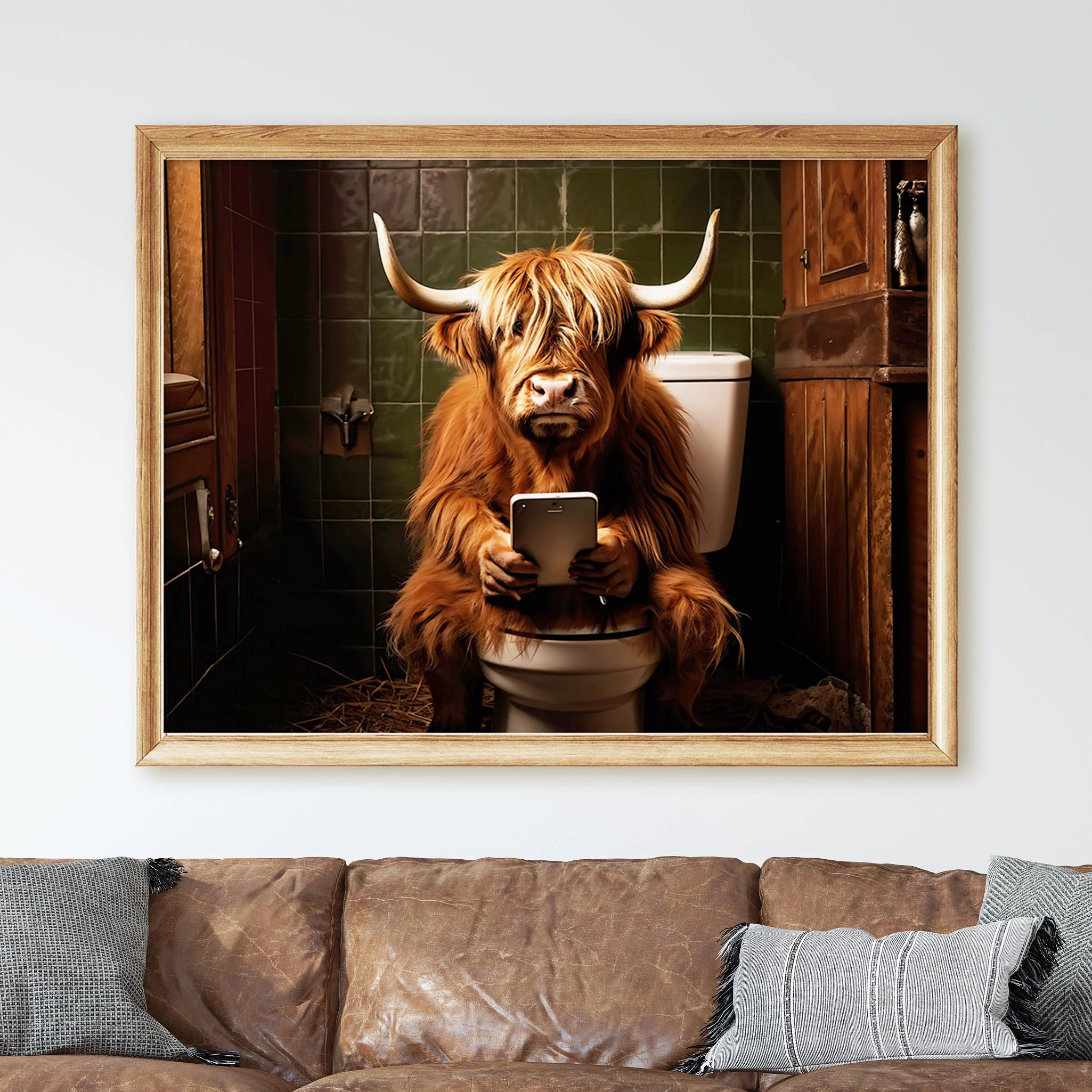 Highland Cow on the Phone on the Toilet - Image 3