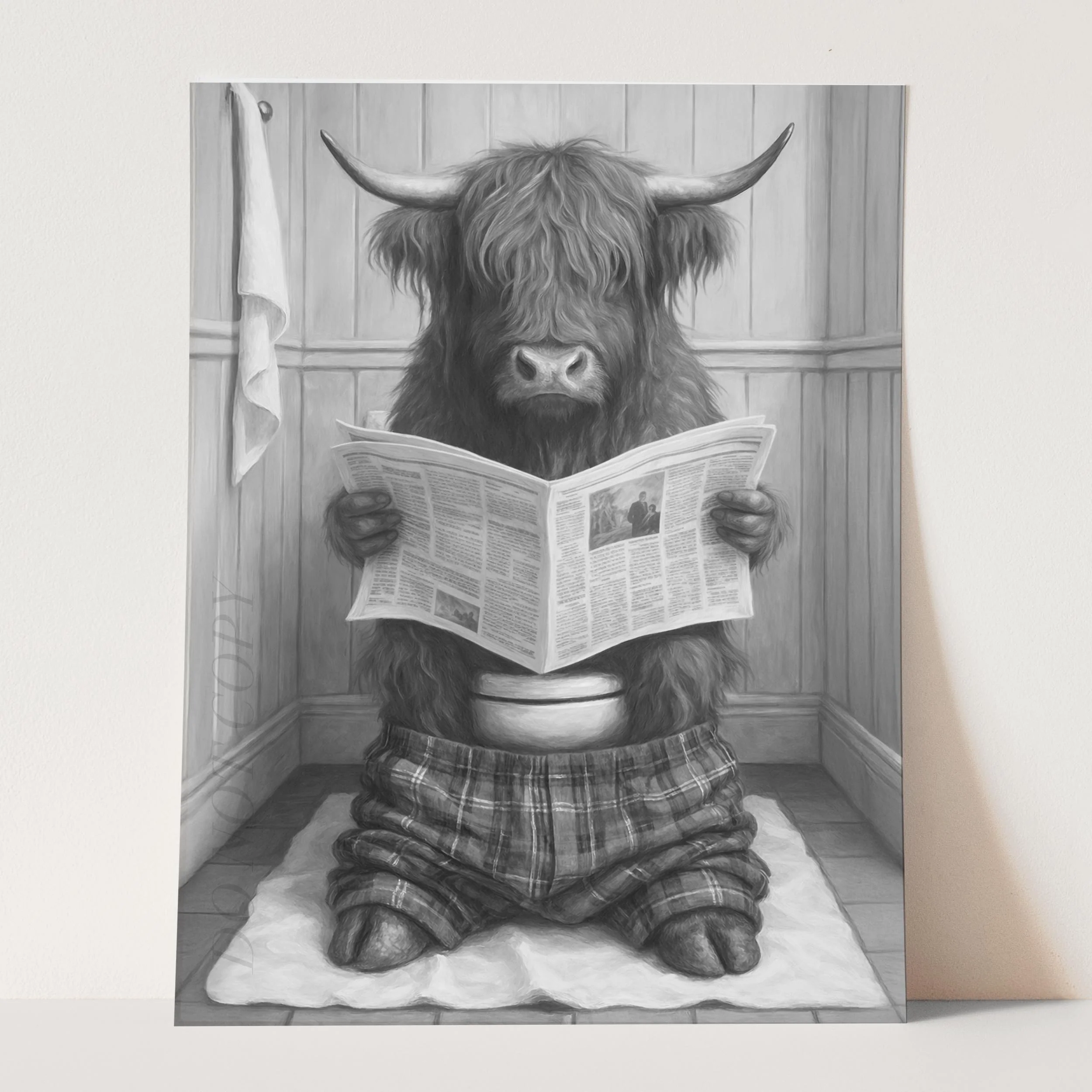 Highland Cow Reading The Newspaper On The Toilet - Image 3