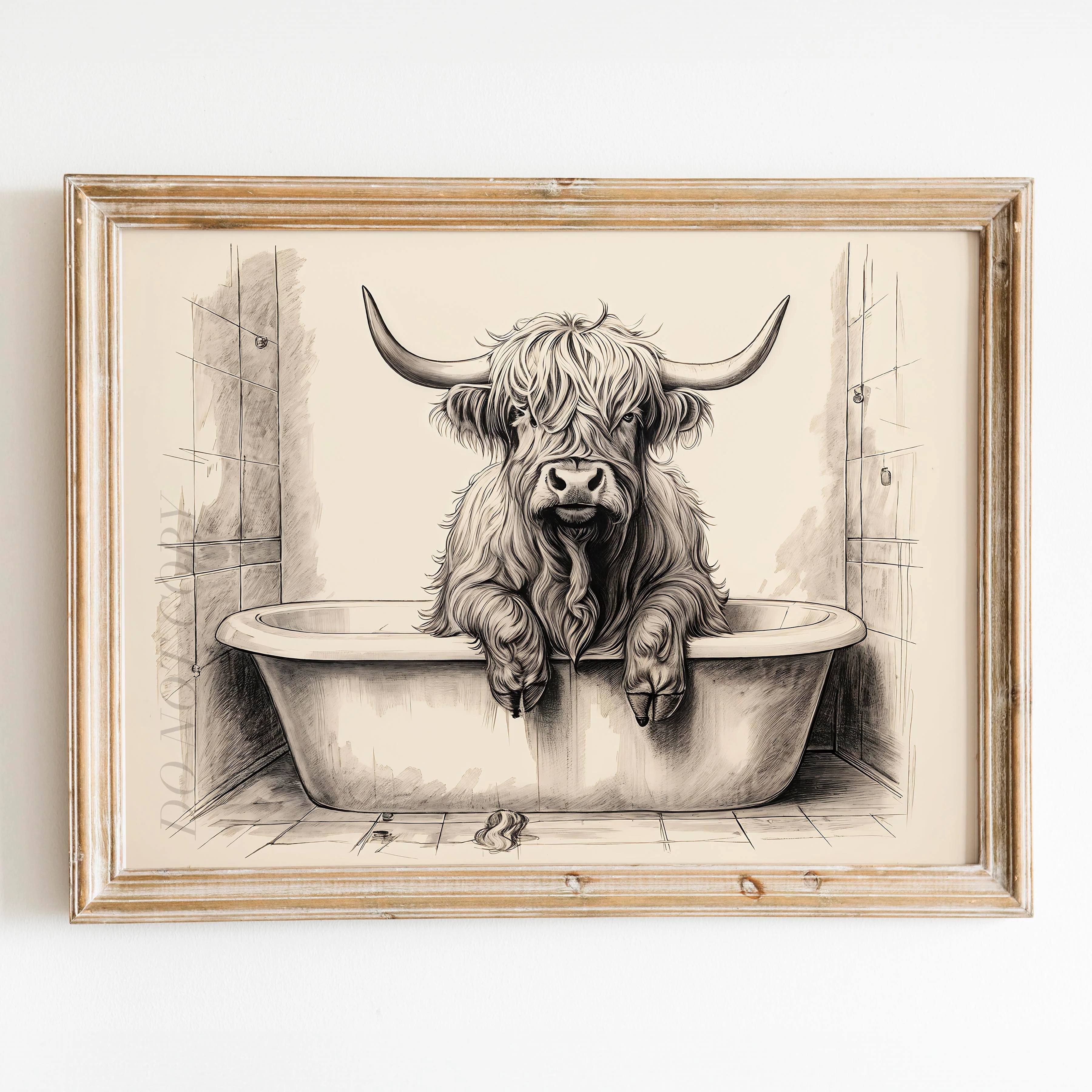 Highland Cow Taking a Bath