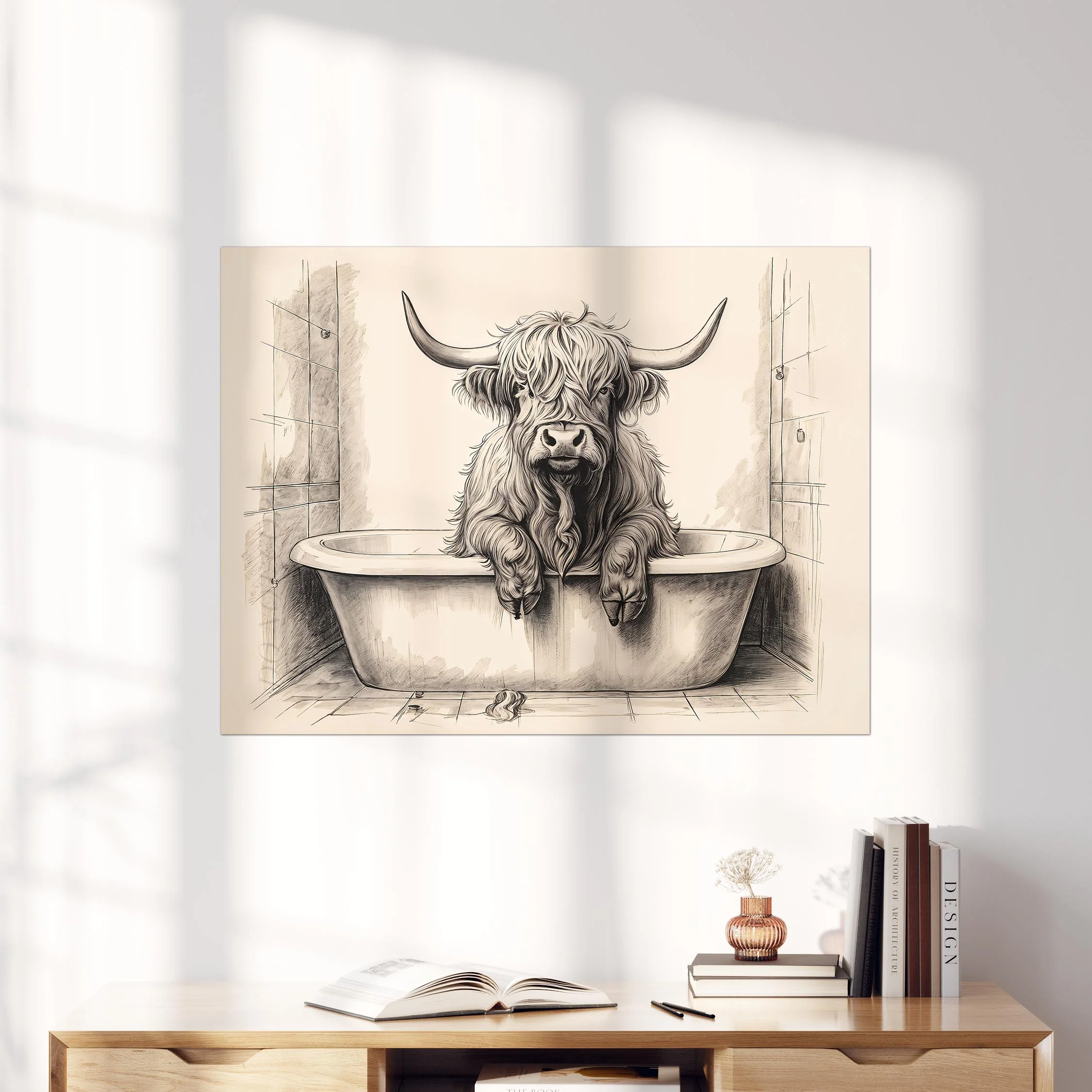 Highland Cow Taking a Bath - Image 4