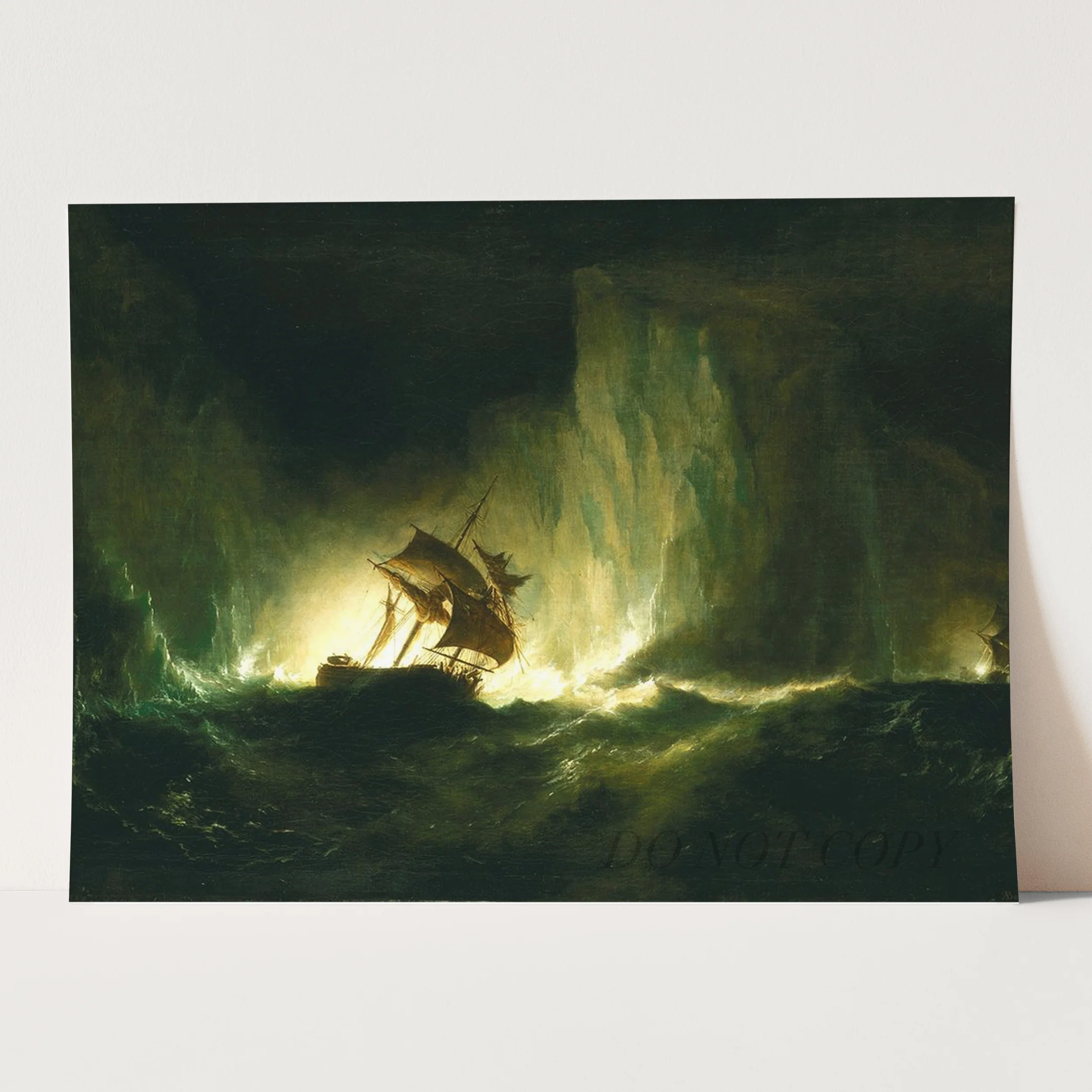 HMS 'Erebus' Passing Through the Chain of Bergs (1842) by Richard Brydges Beechey - Image 3