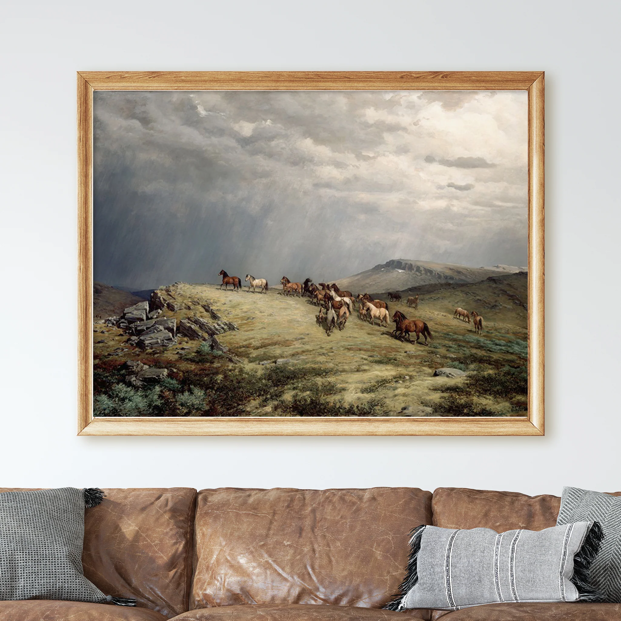 Horses In The Mountains (1889) by Peter Nicolai Arbo - Image 2