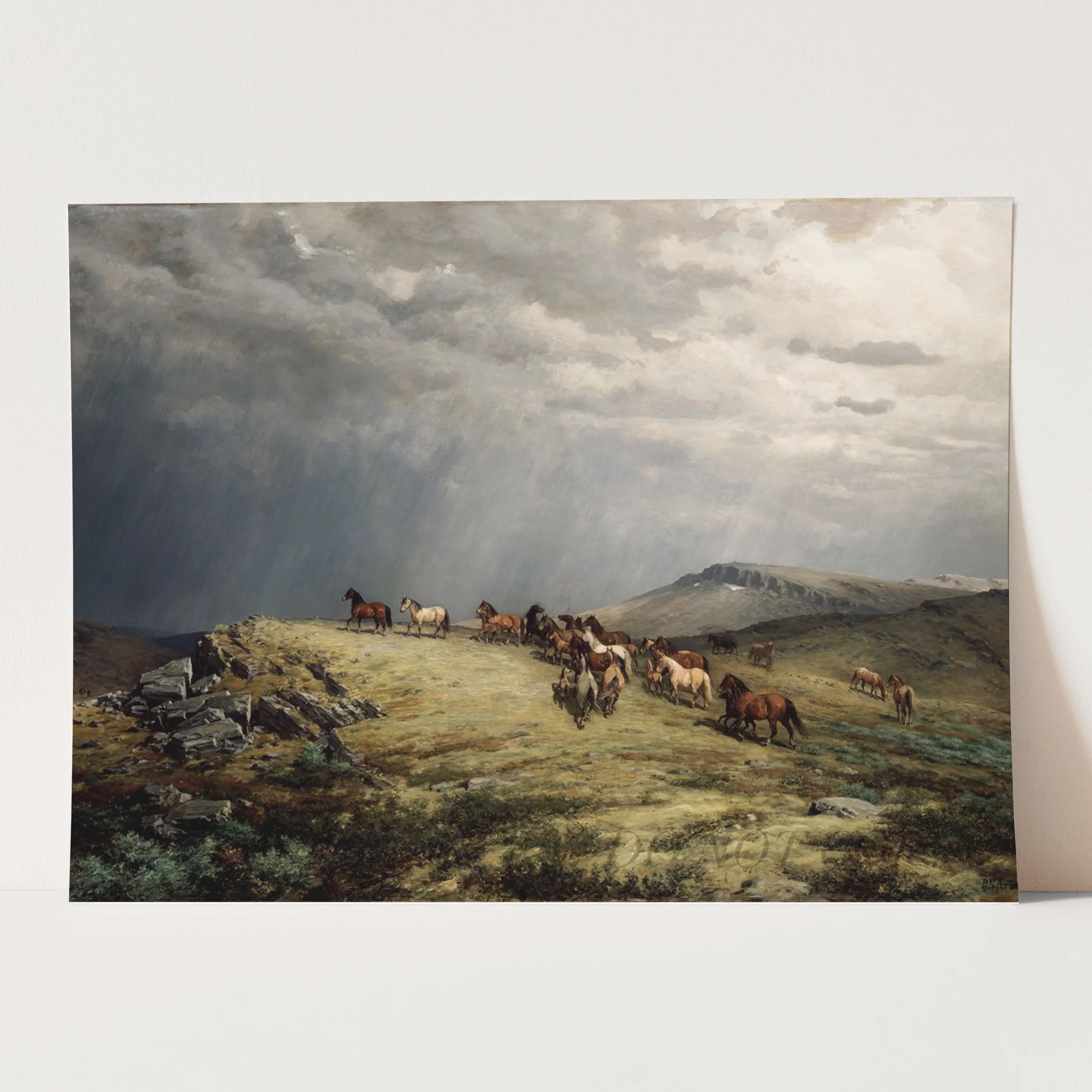 Horses In The Mountains (1889) by Peter Nicolai Arbo - Image 3