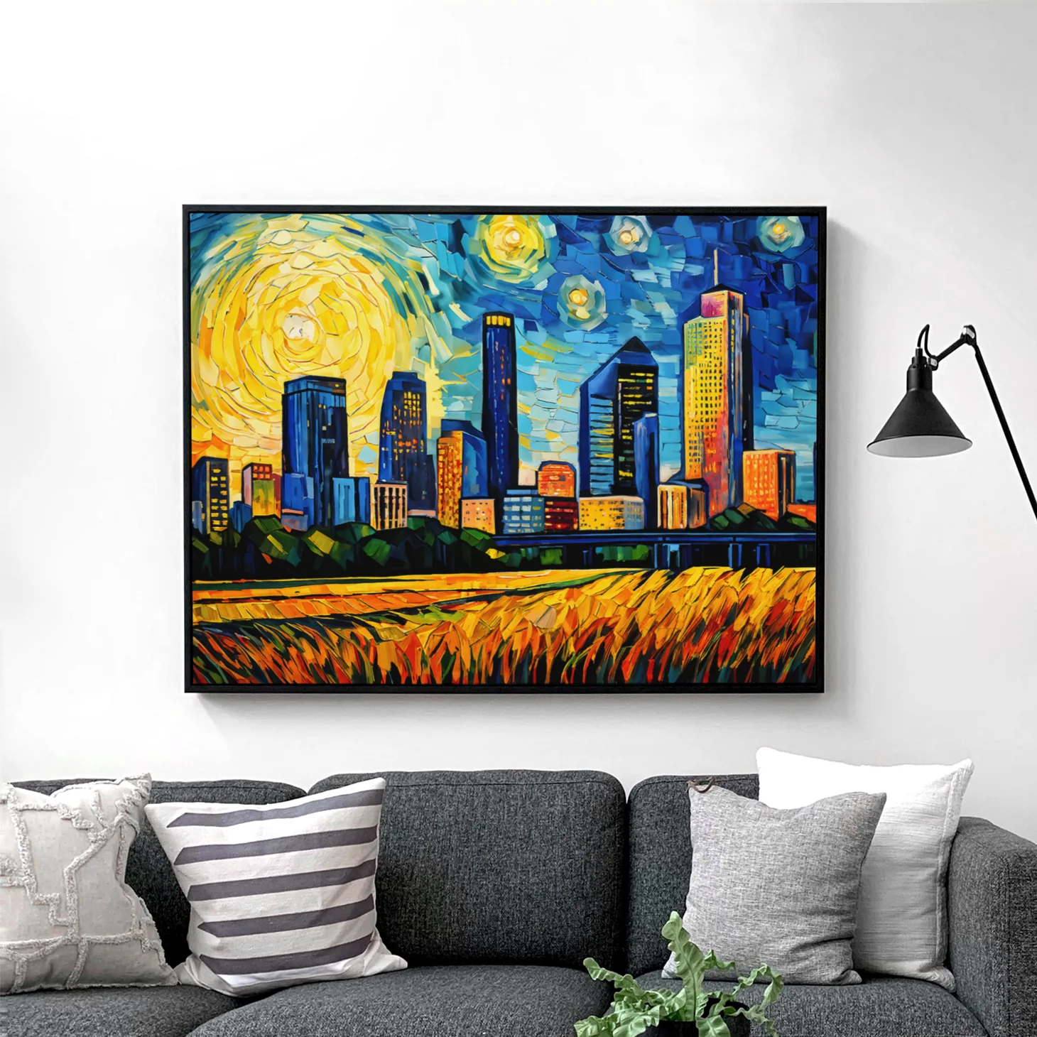 Houston Texas Skyline Van Gogh Starry Night - Image 2