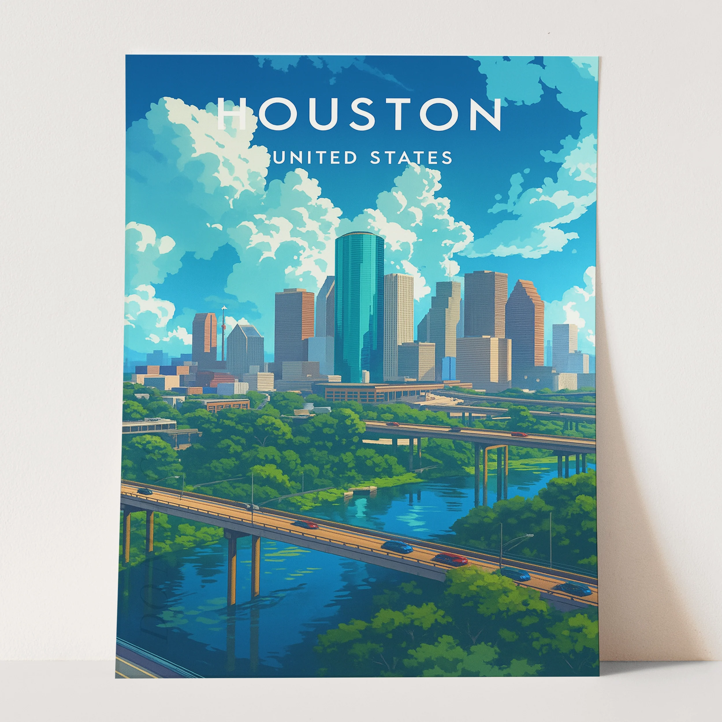 Houston Texas Vintage Travel Poster - Image 3