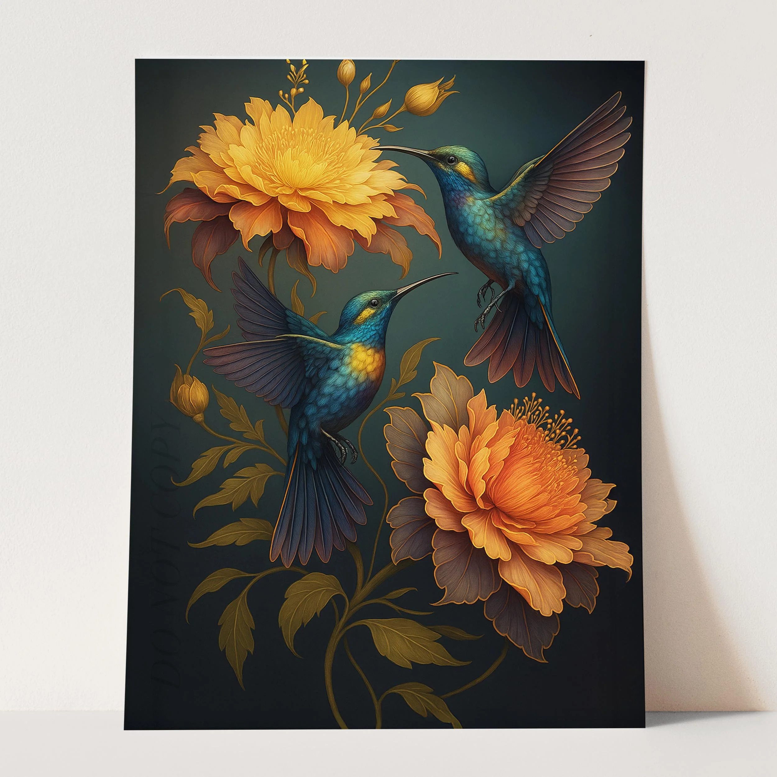 Hummingbirds & Flower - Image 3