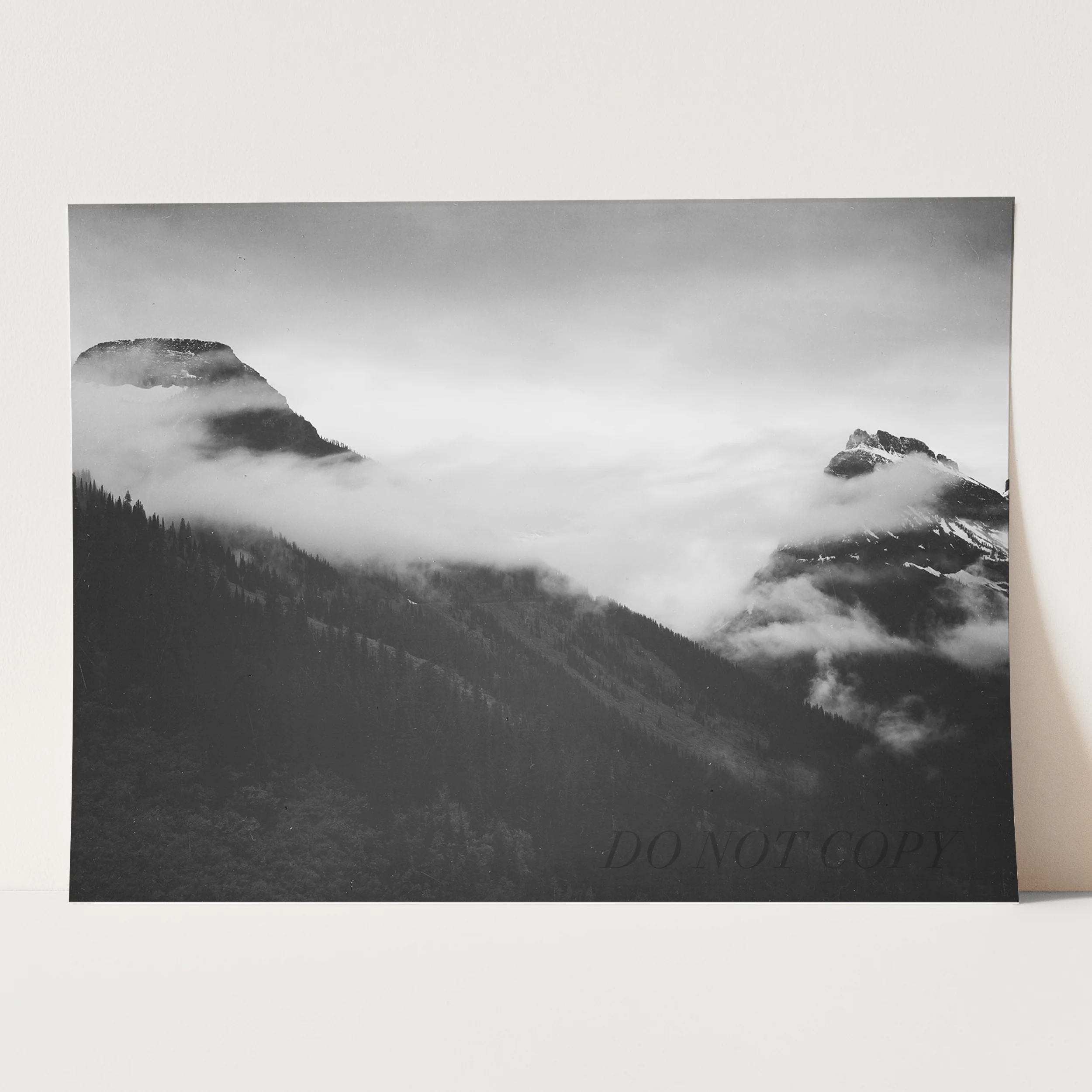In Glacier National Park, Mountain With Clouds by Ansel Adams - Image 3