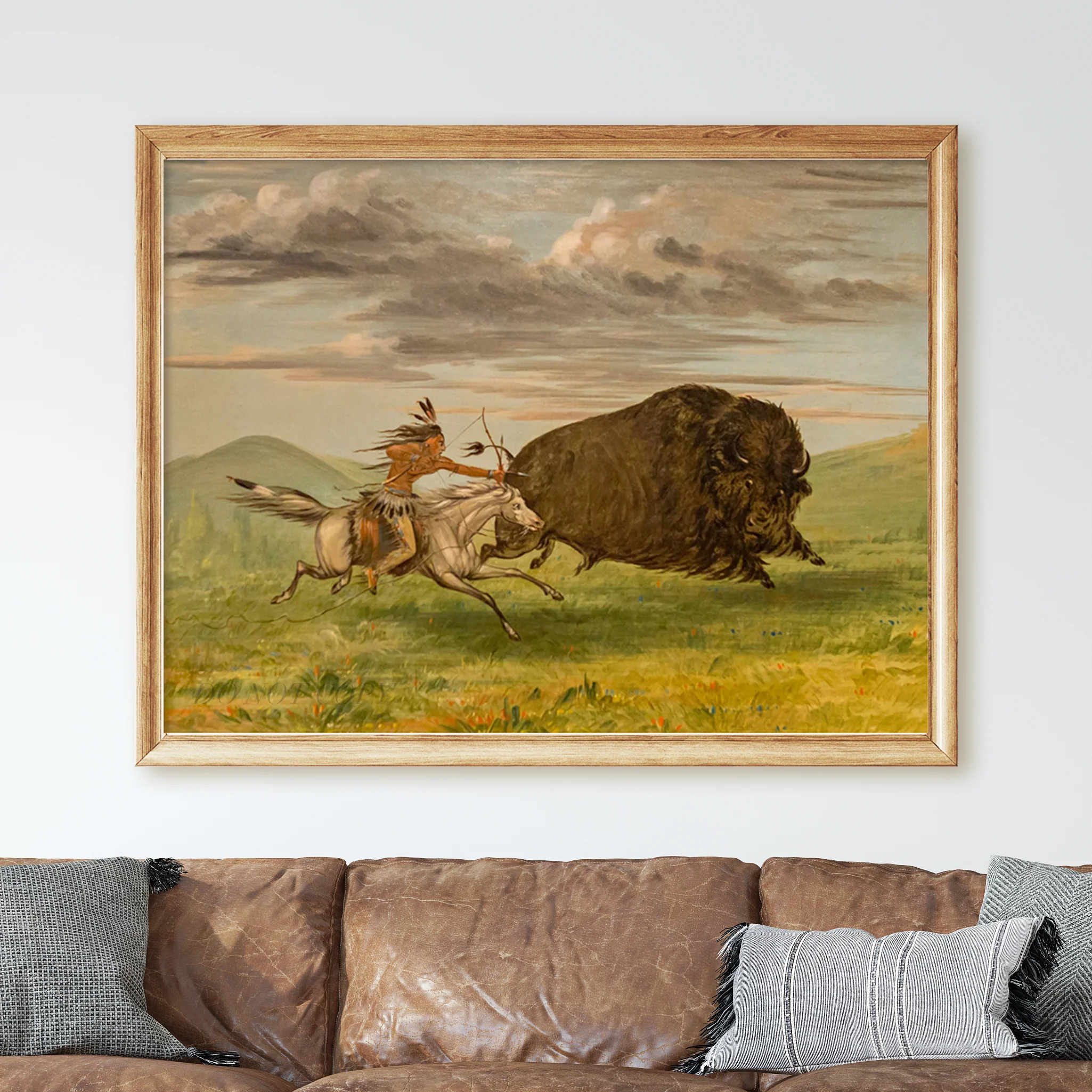 Indian Killing Buffalo with Bow and Arrow by George Catlin - Image 2