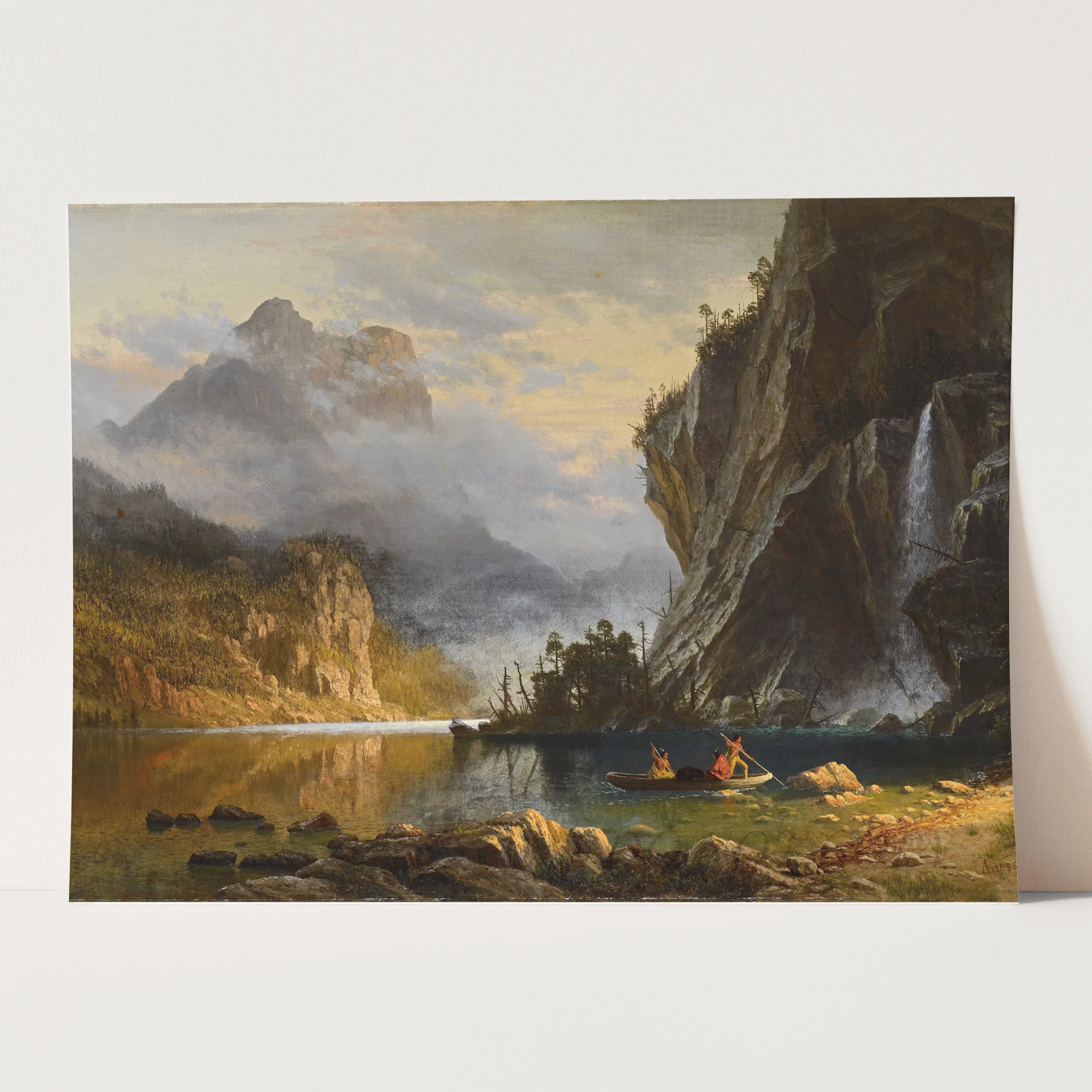 Indians Spear Fishing (1862) by Albert Bierstadt - Image 3