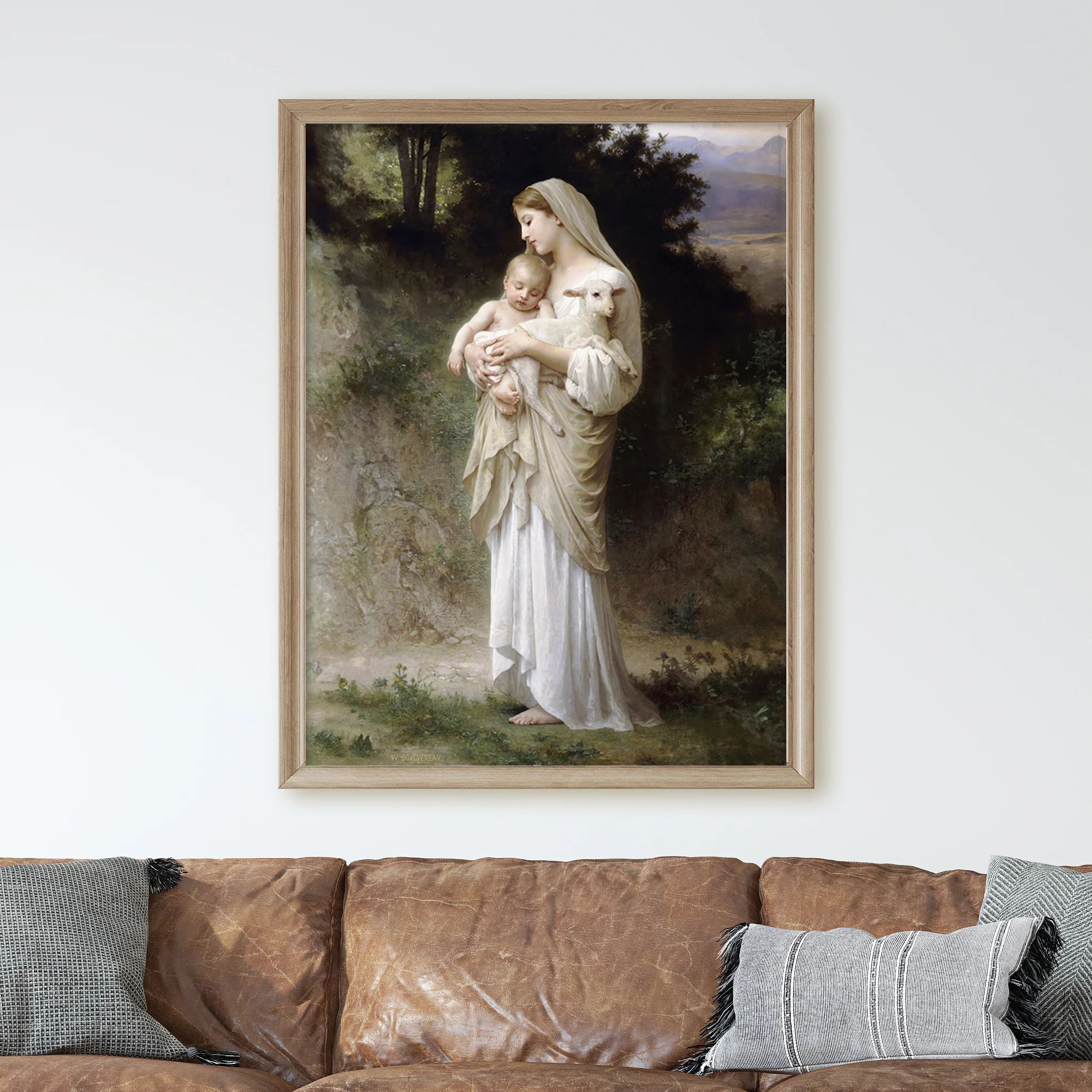 Innocence, Virgin Mary with Baby Jesus & Lamb by William-Adolphe Bouguereau - Image 2