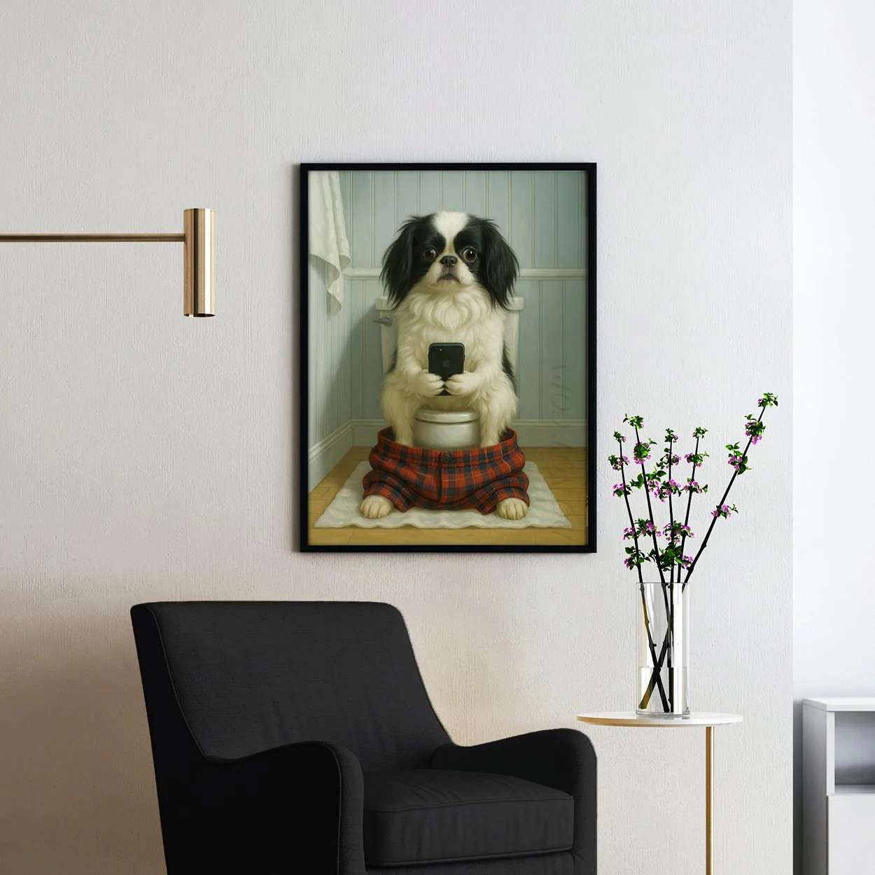 Japanese Chin Dog On The Phone On The Toilet - Image 2