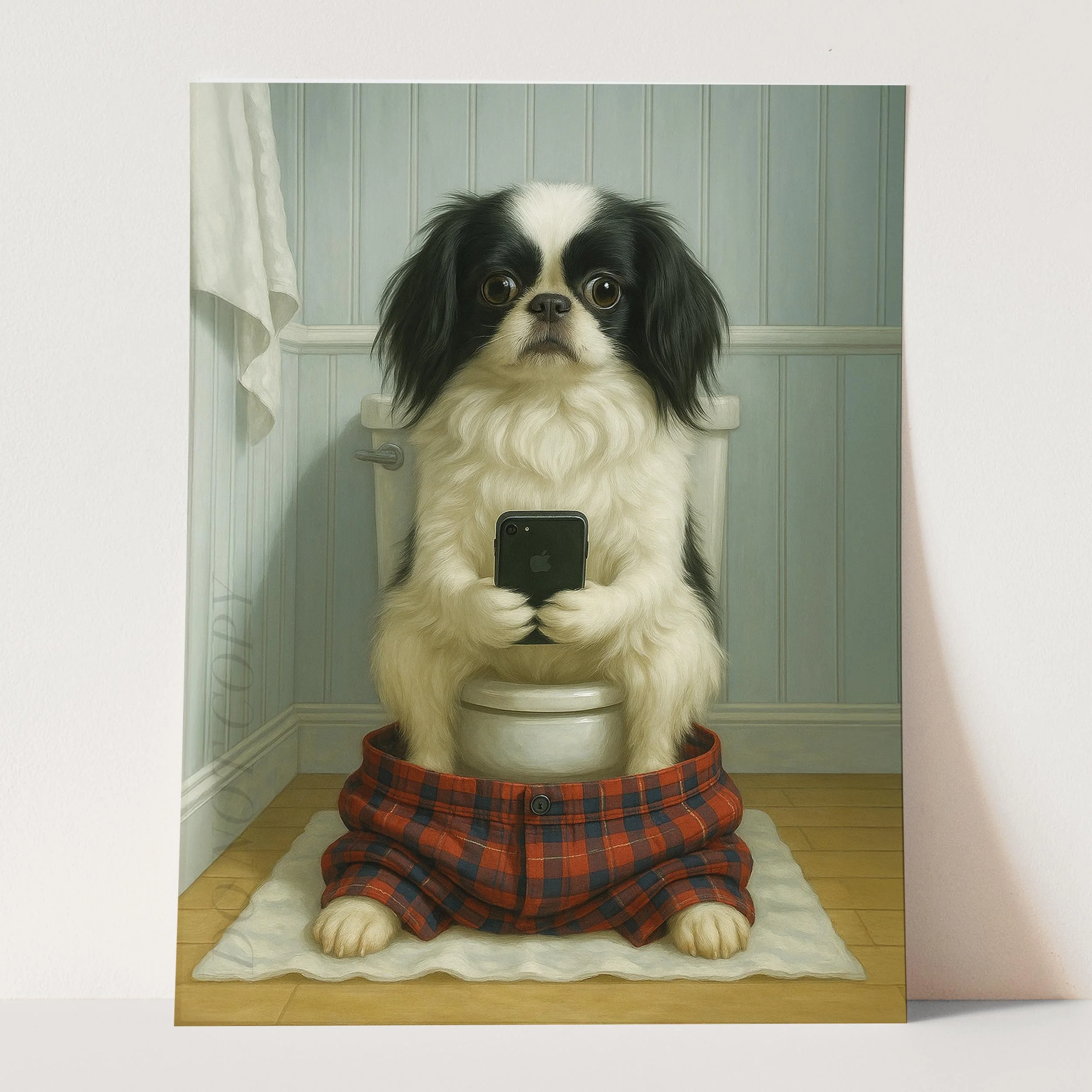 Japanese Chin Dog On The Phone On The Toilet - Image 3