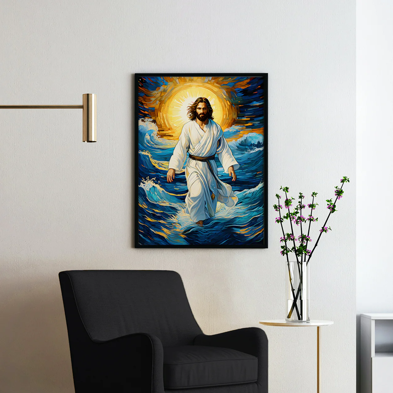 Jesus Christ Walking On Water In Van Gogh Style - Image 2