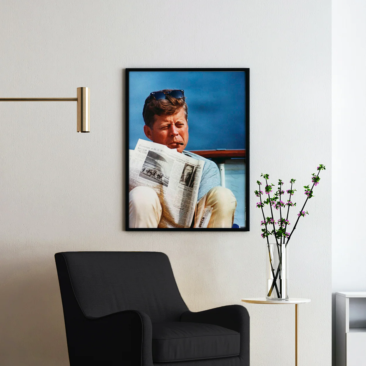 JFK Smoking A Cigar Reading The Newspaper - Image 2