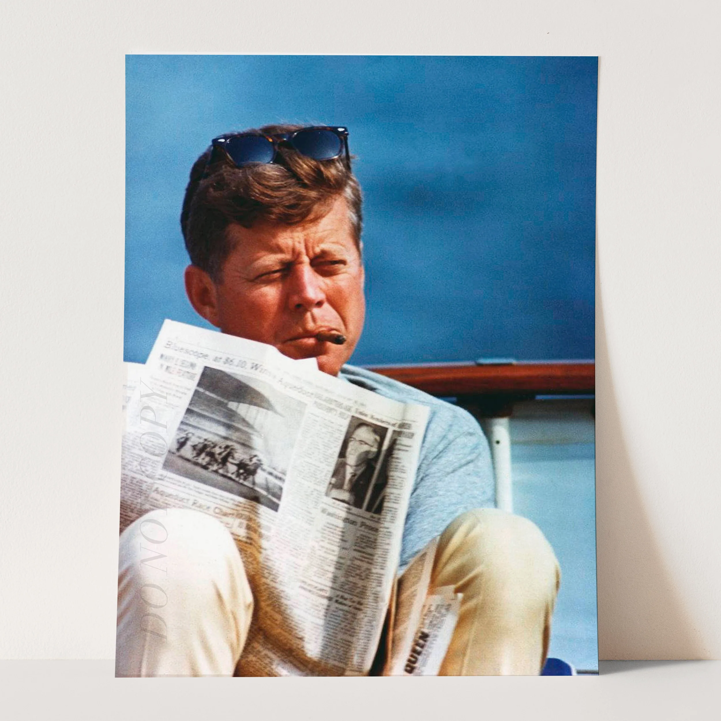JFK Smoking A Cigar Reading The Newspaper - Image 3