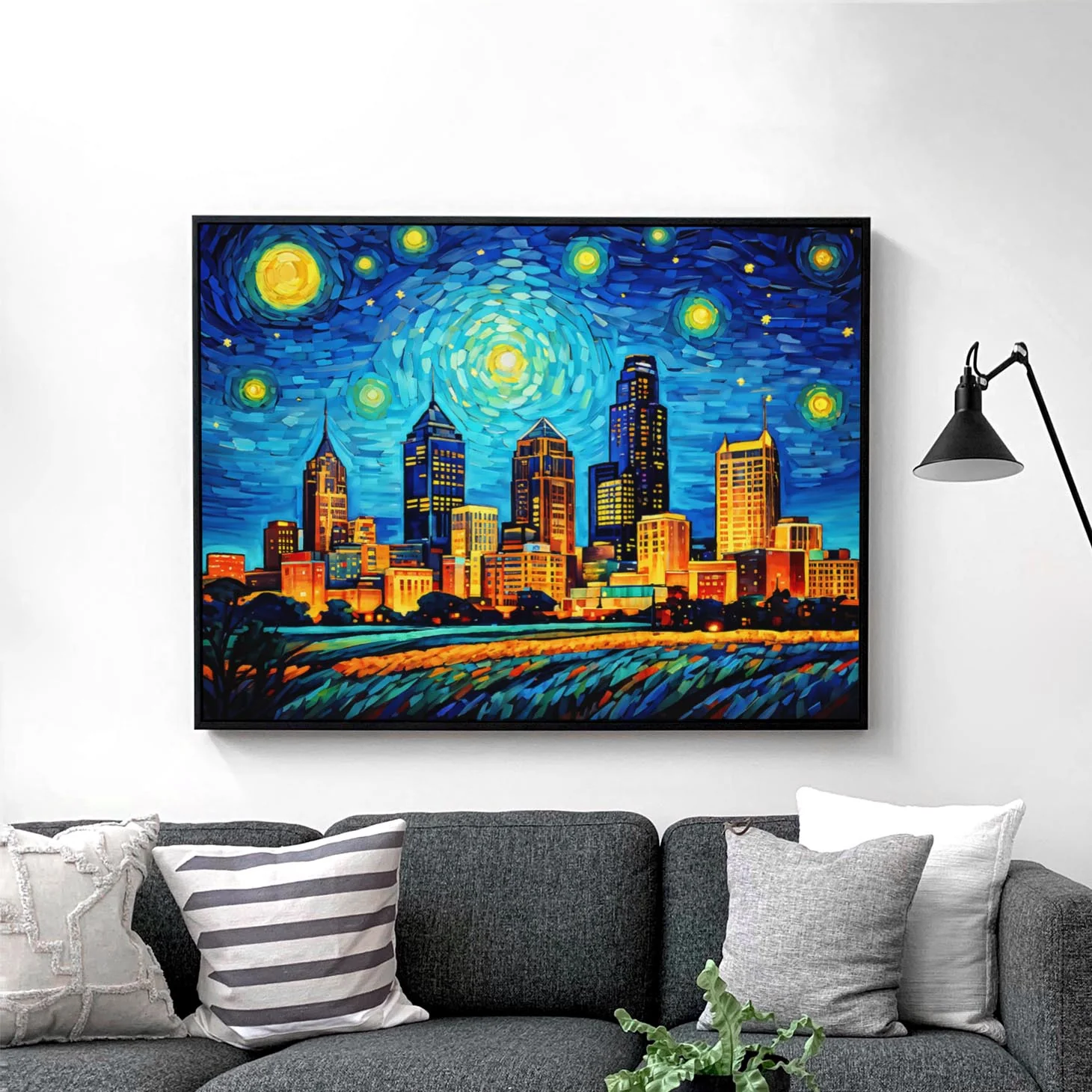 Kansas City Skyline as Van Gogh Starry Night - Image 3