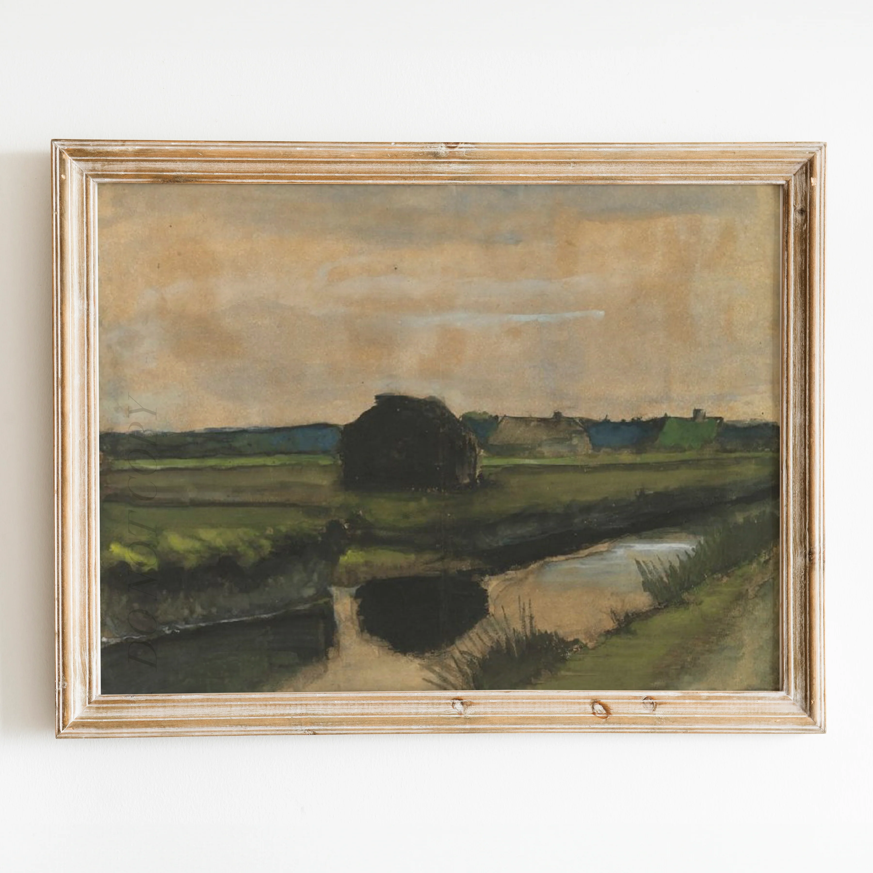 Landscape with a Stack of Peat and Farmhouses (1883) by Van Gogh