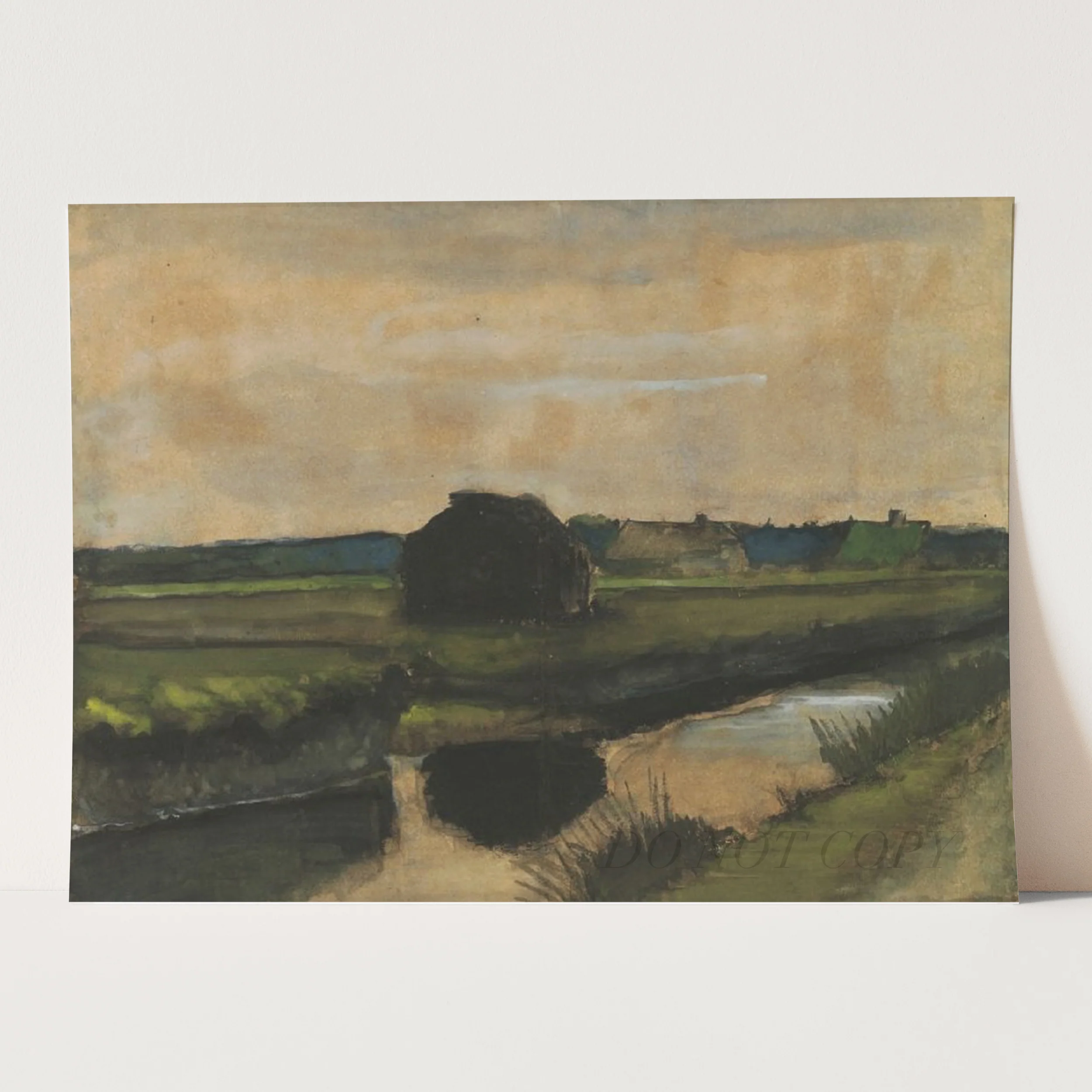 Landscape with a Stack of Peat and Farmhouses (1883) by Van Gogh - Image 3