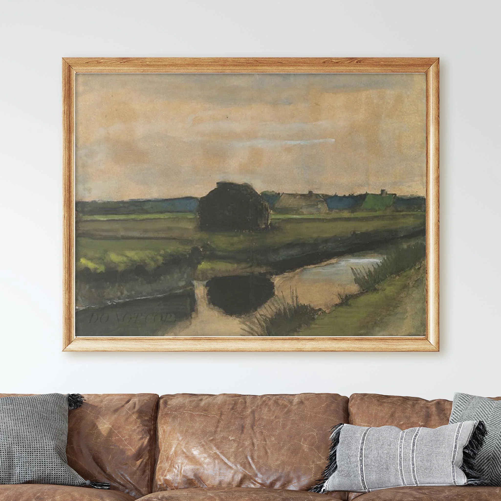 Landscape with a Stack of Peat and Farmhouses - Image 2