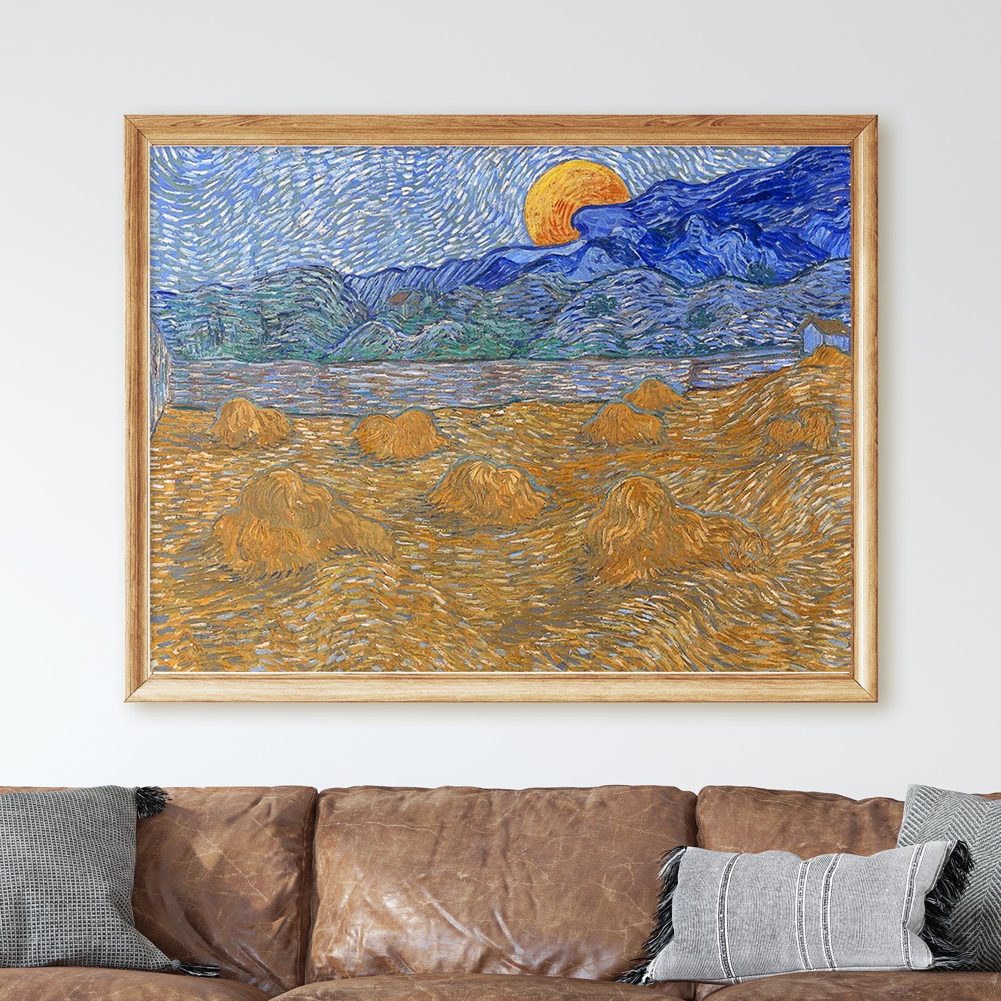 Landscape With Wheat Sheaves And Rising Moon (1889) by Van Gogh - Image 2