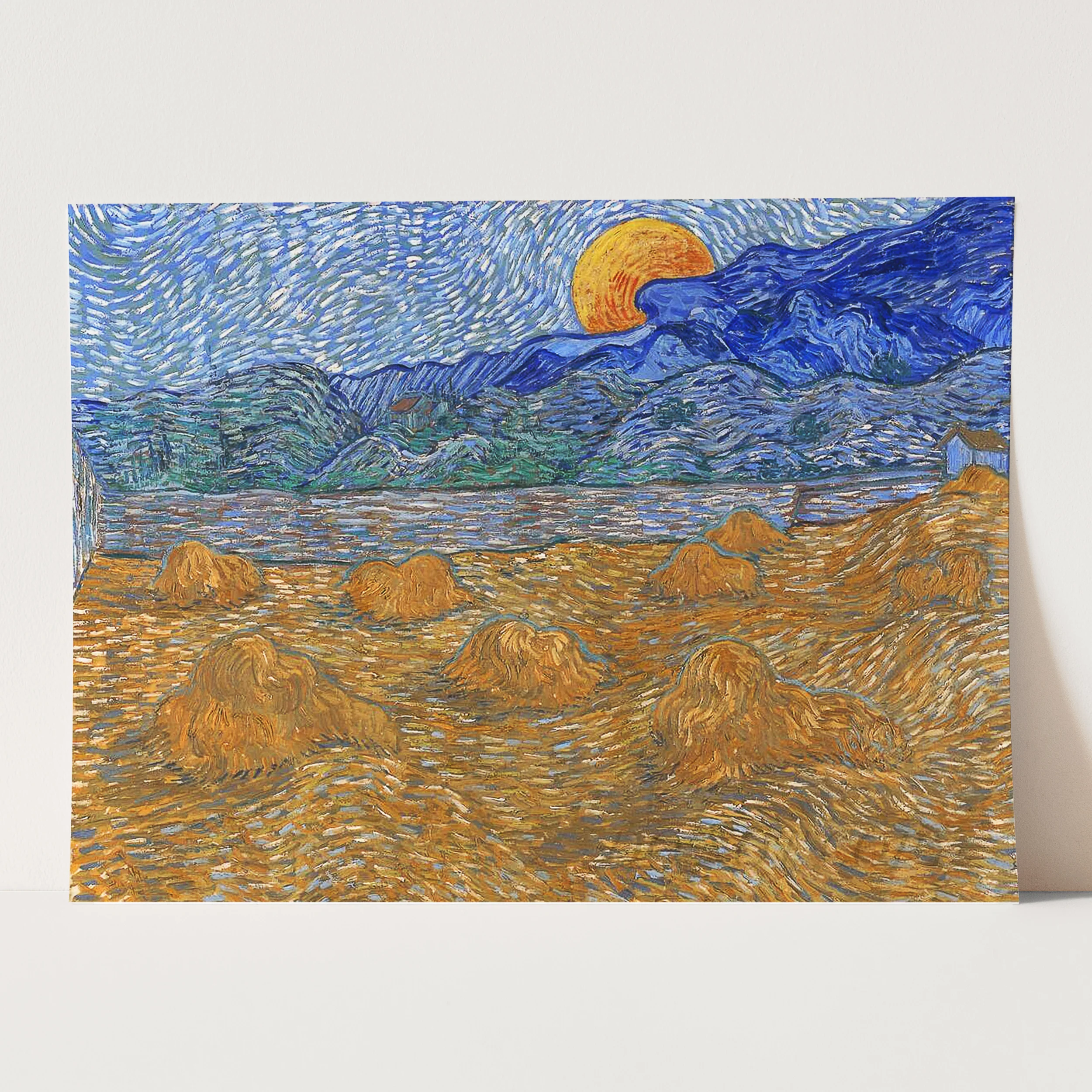 Landscape With Wheat Sheaves And Rising Moon (1889) by Van Gogh - Image 3