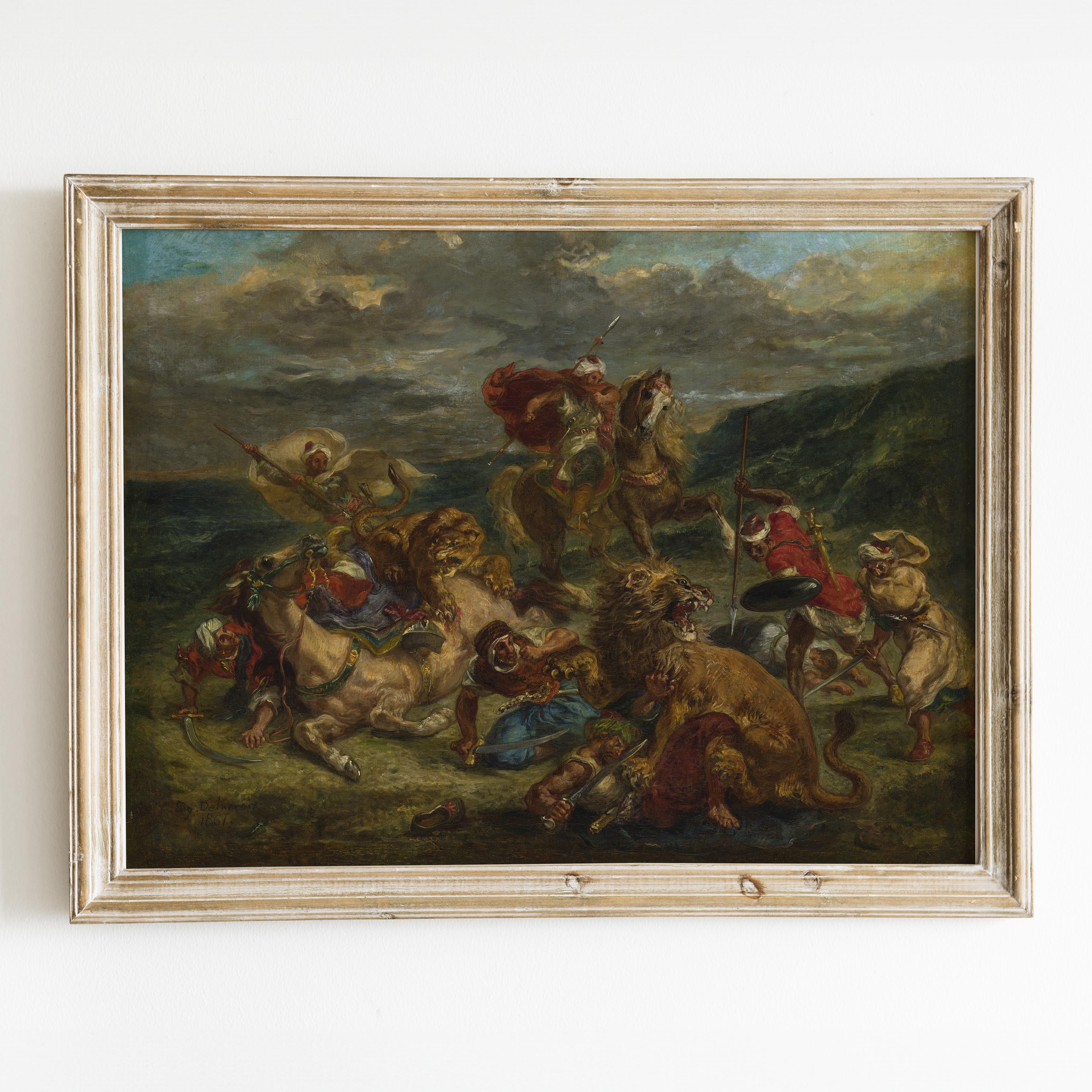 Lion Hunt by Eugène Delacroix