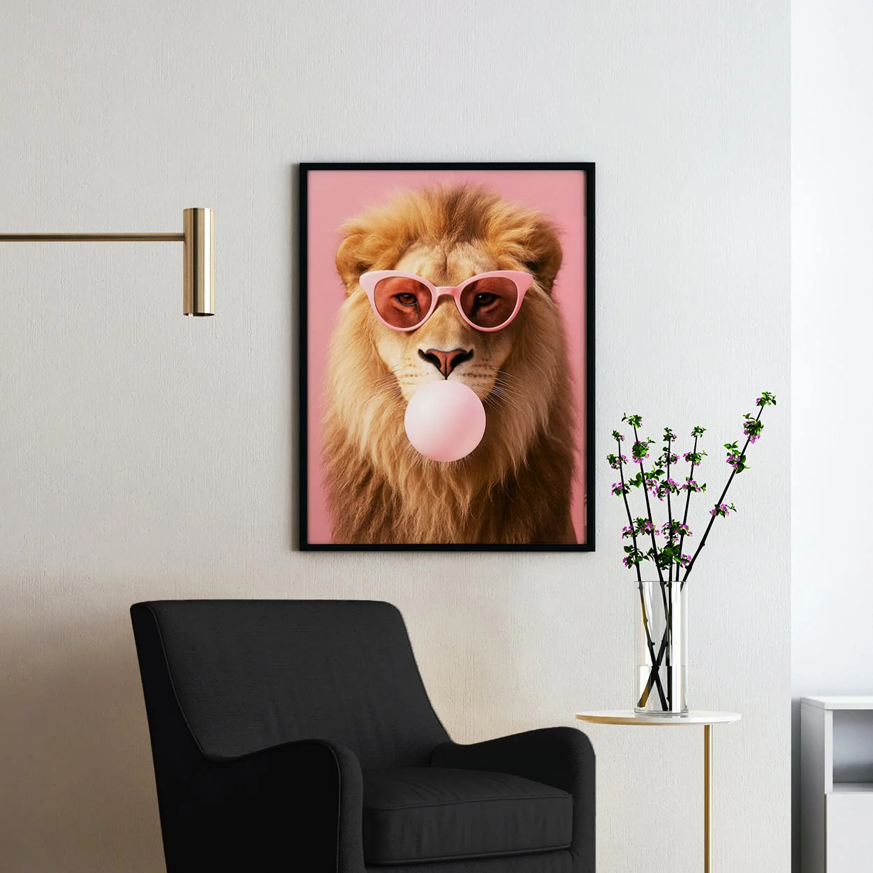 Lion With Sunglasses Blowing Pink Bubble Gum - Image 2