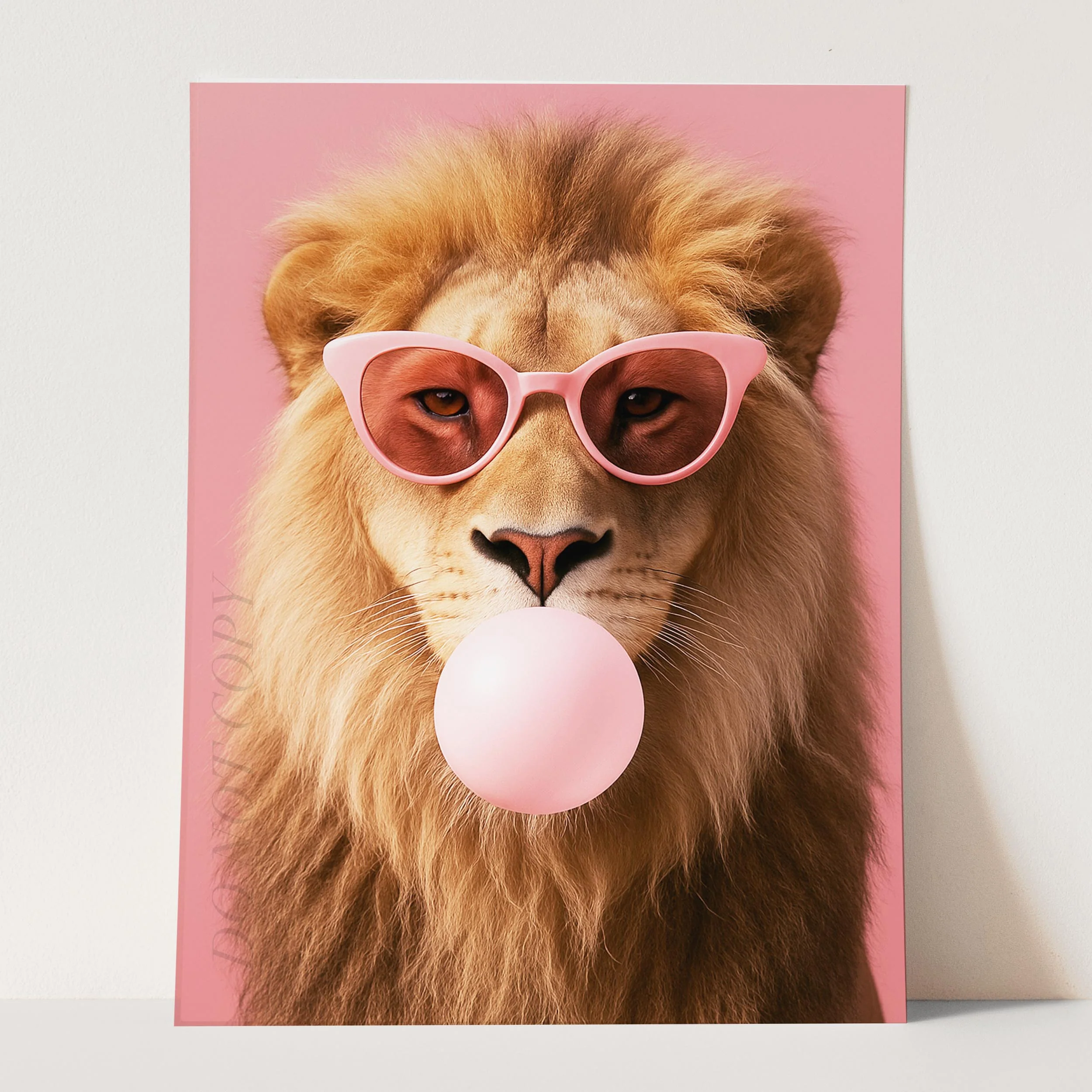 Lion With Sunglasses Blowing Pink Bubble Gum - Image 3