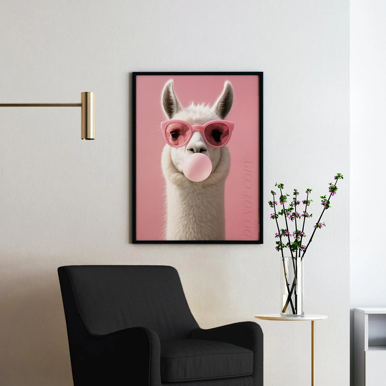 Llama with Sunglasses Blowing Pink Bubble Gum - Image 2