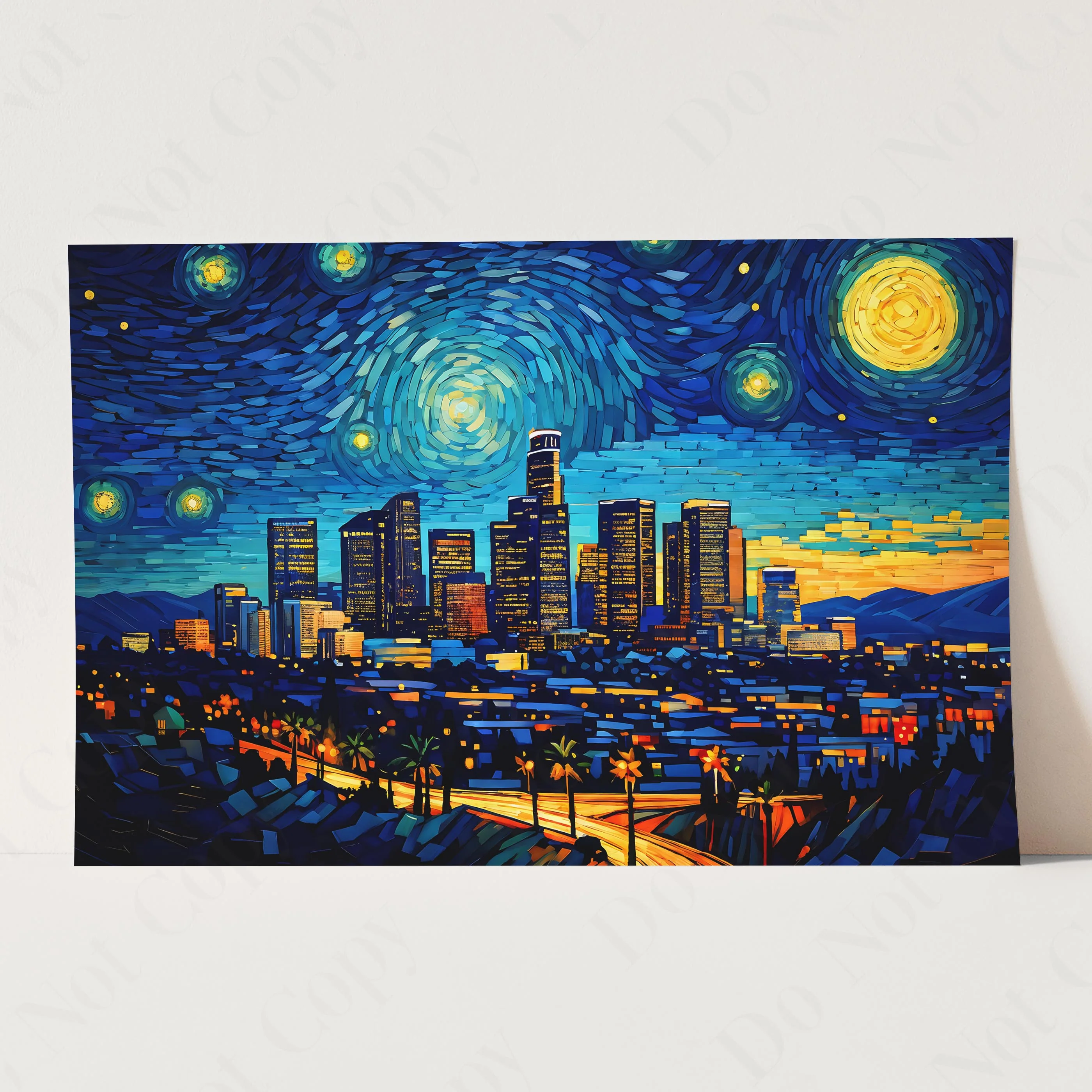 Los Angeles City Skyline as Van Gogh Starry Night - Image 3