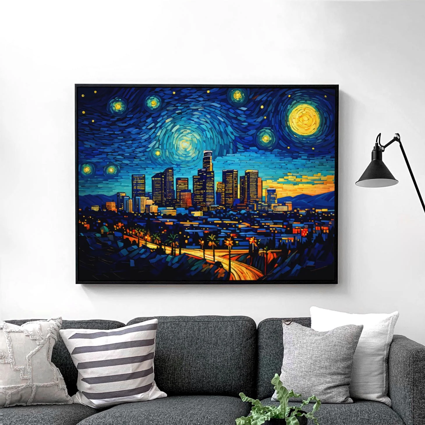 Los Angeles Skyline Van Gogh Starry Night - Image 2