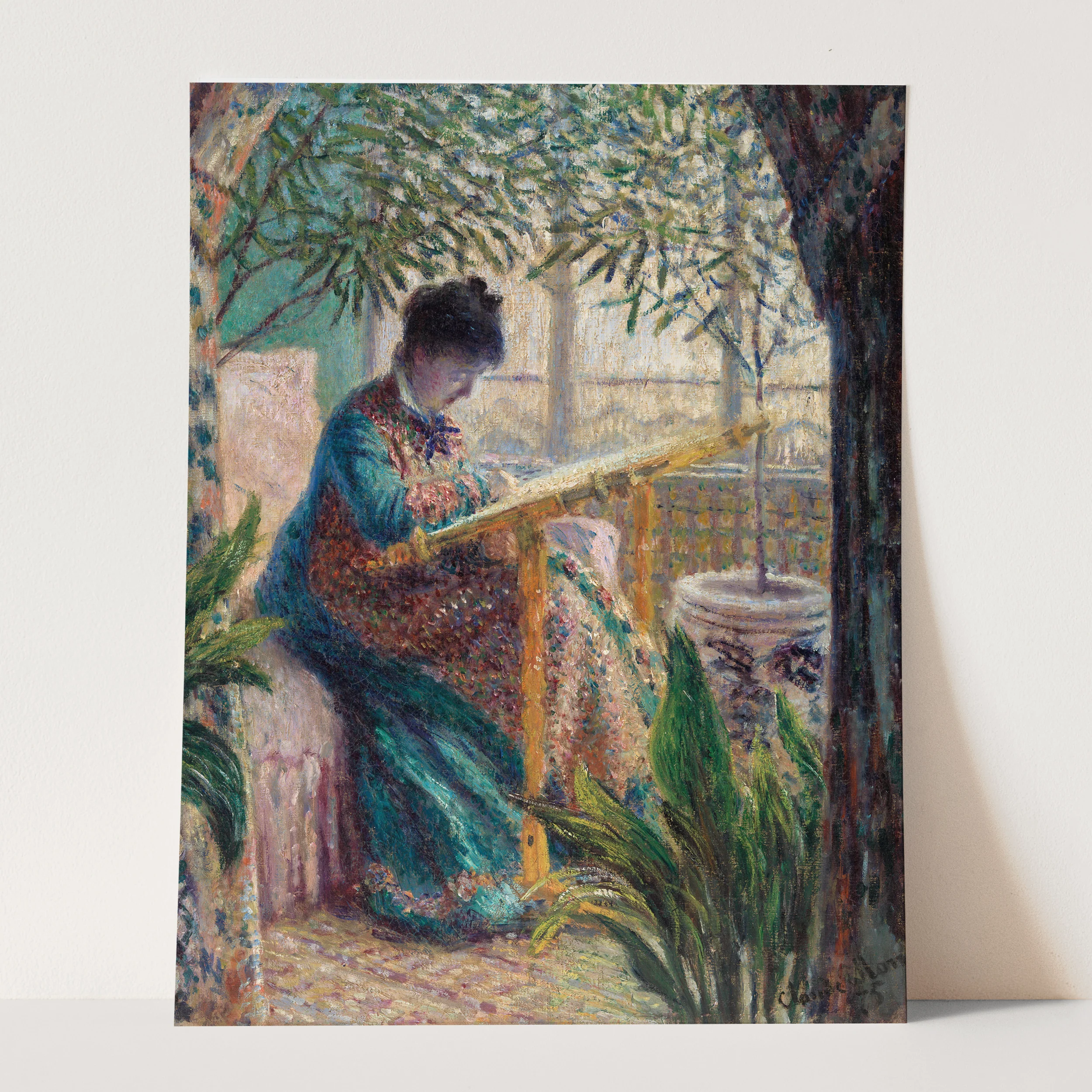 Madame Monet Embroidering (1875) by Claude Monet - Image 3