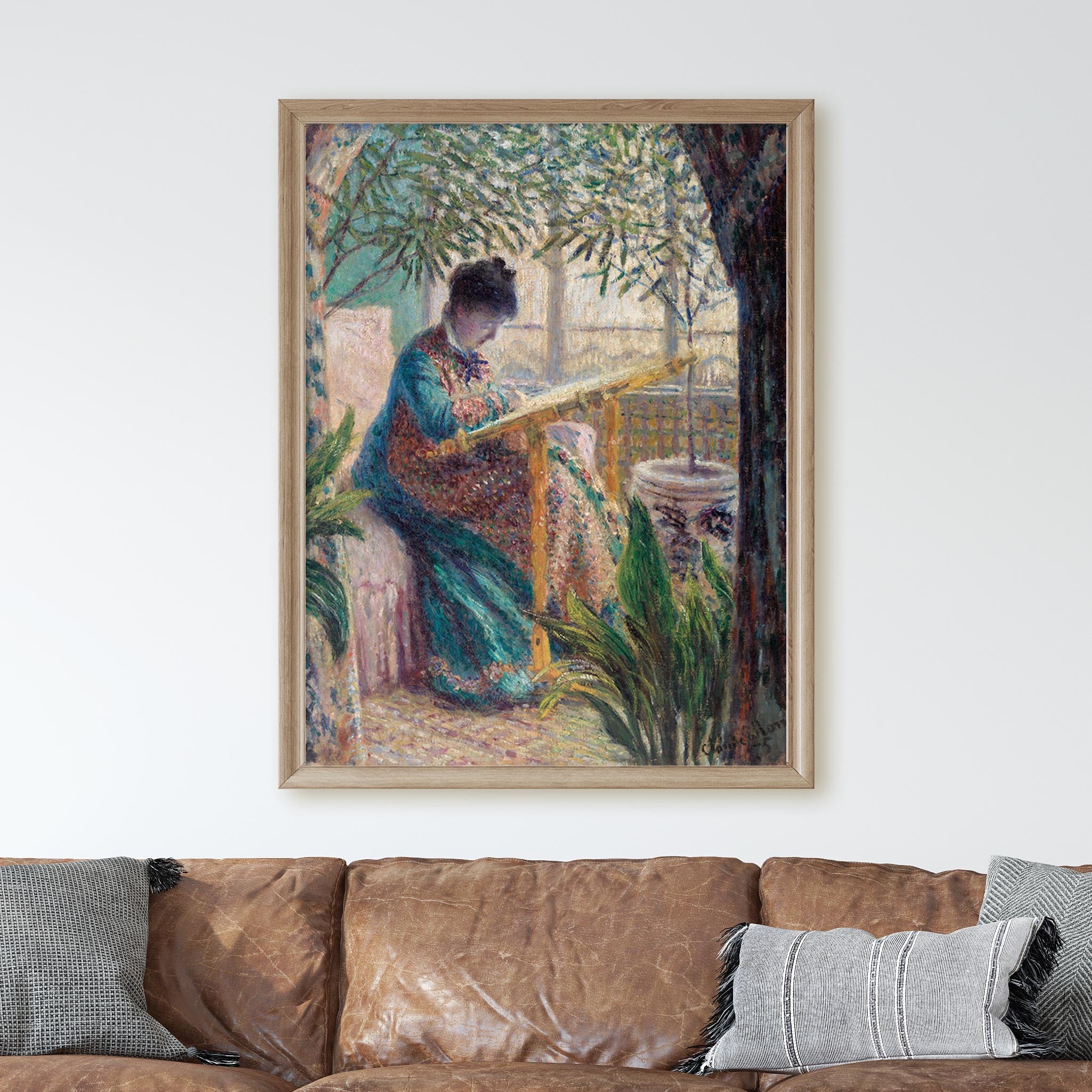Madame Monet Embroidering (1875) by Claude Monet - Image 2