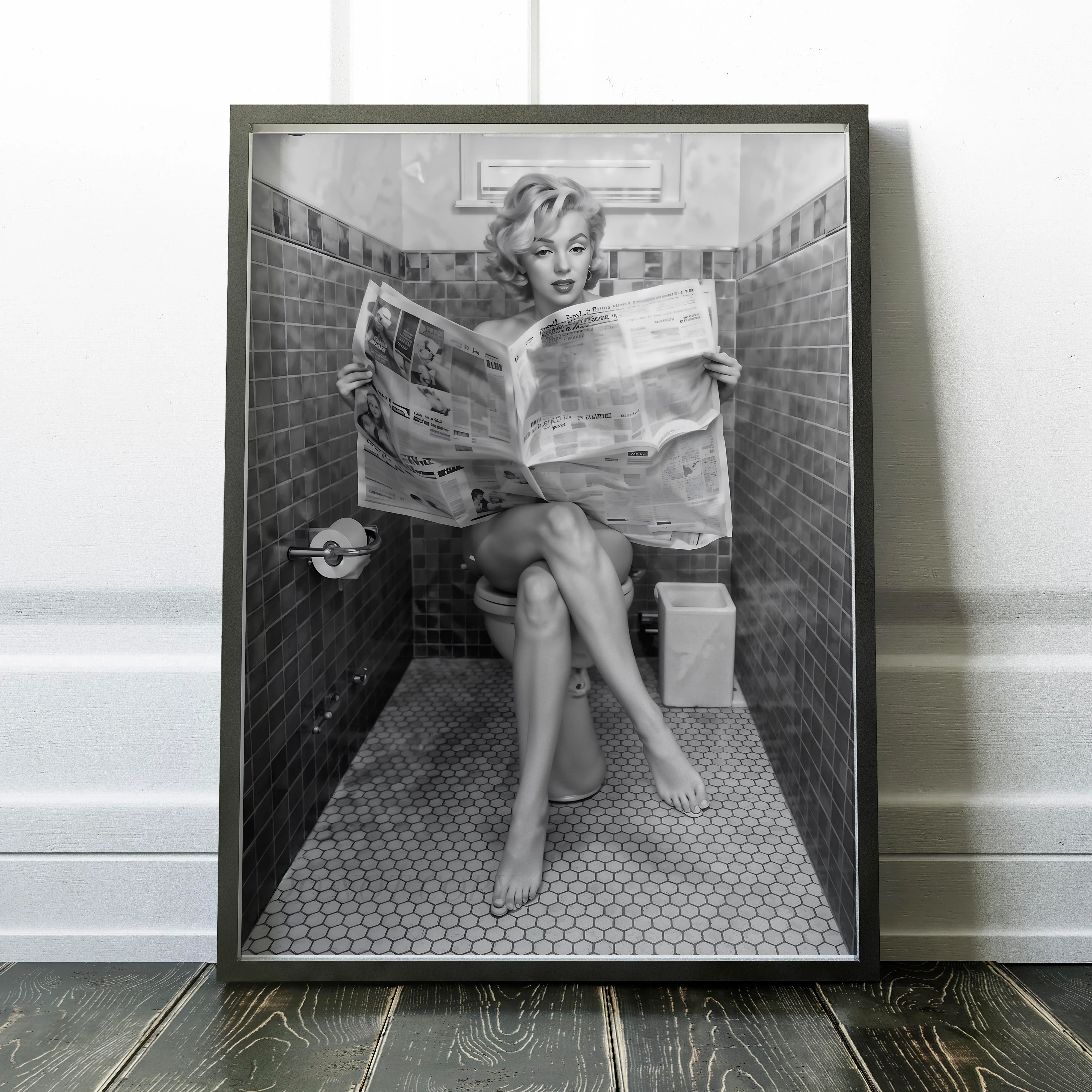 Marilyn Monroe Reading Newspaper On The Toilet - Image 2
