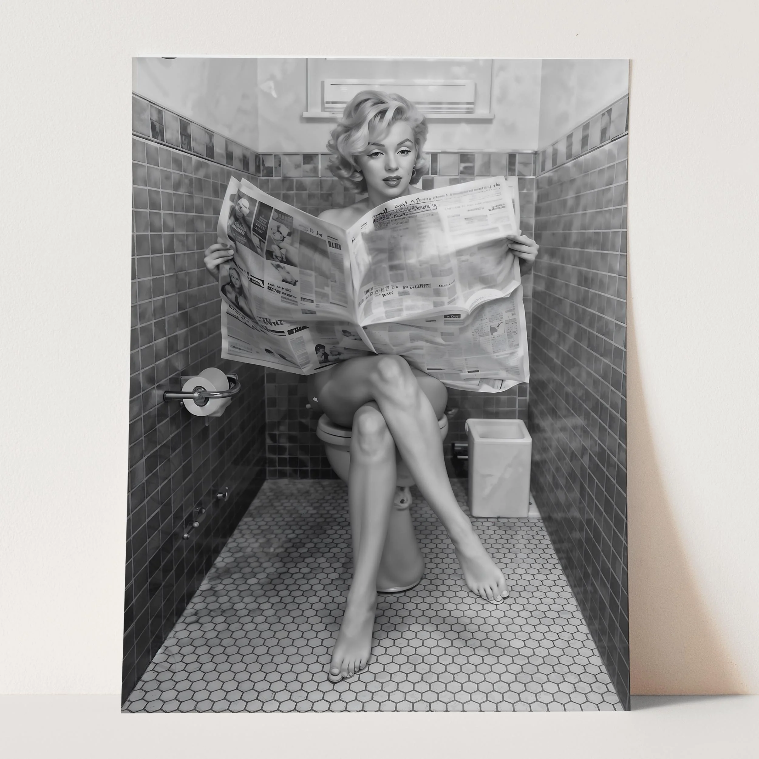 Marilyn Monroe Reading Newspaper On The Toilet - Image 5
